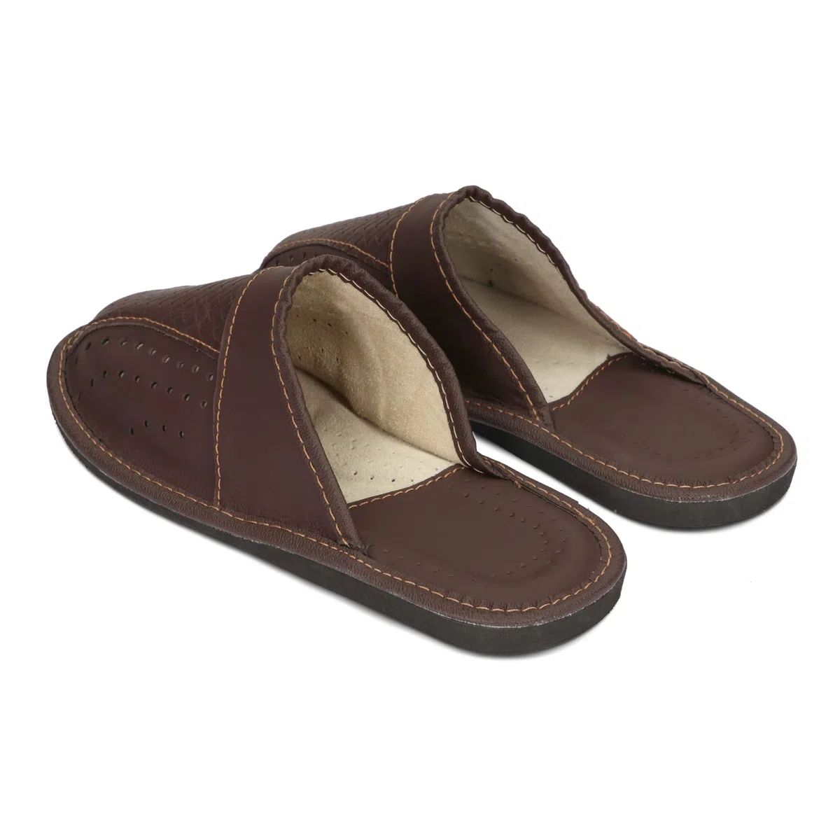 BeComfy Pantofole da Uomo Ciabatte in Pelle Naturale Scarpe da Casa Nero Marrone Rosso 40-50 EU