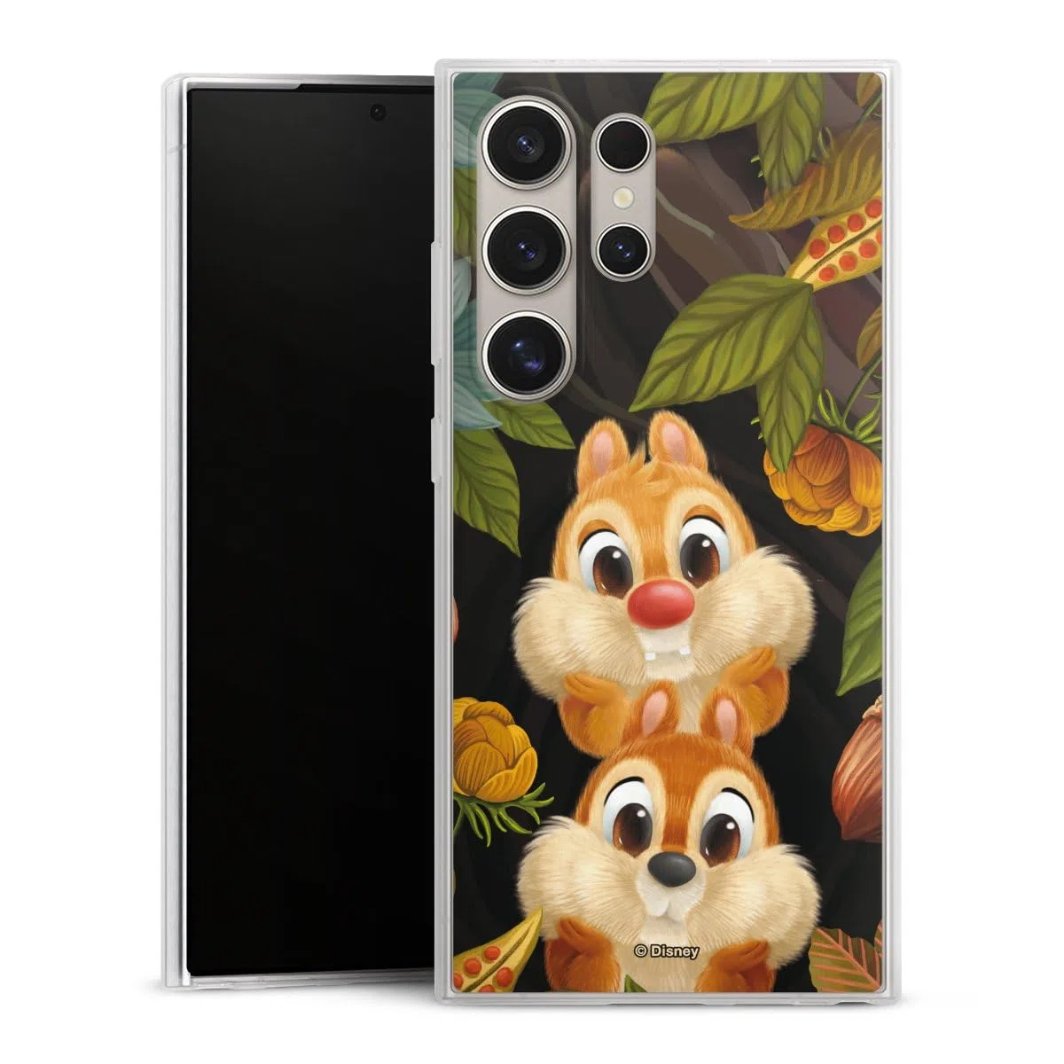 Custodia sottilissima compatibile con Samsung Galaxy S24 Ultra Custodia per cellulare di silicone trasparente Cover semplice Disney Cip e Ciop Prodotto ufficiale su licenza