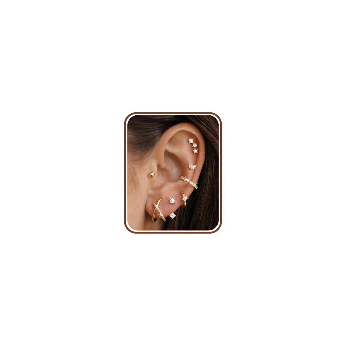 MILACOLATO Set di 7 paia di piercing in oro da donna, in acciaio chirurgico, per conch helix, trago