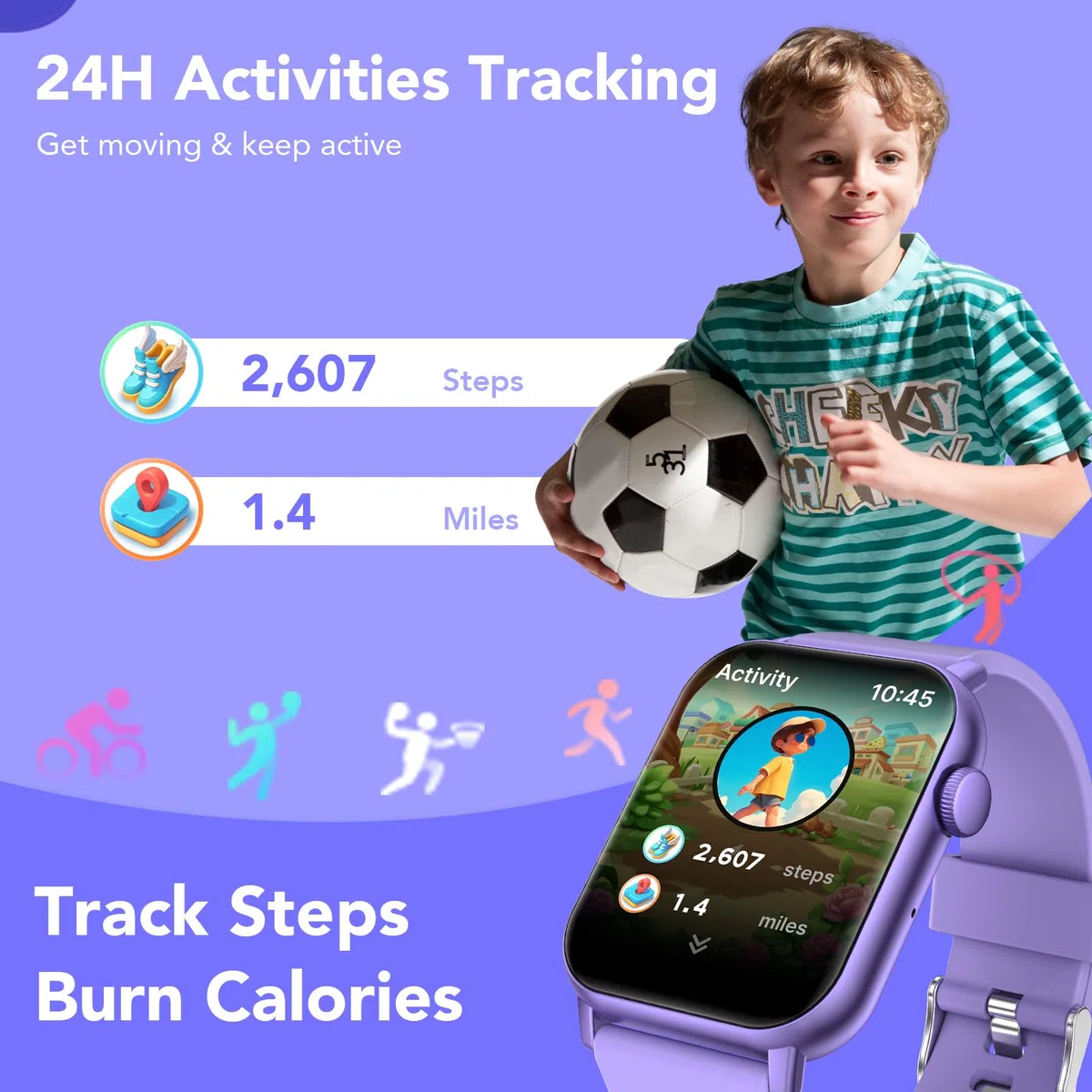 Smartwatch per Bambini 3-12 con Fitness Tracker, Orologio Smartwatch Bambini con Contapassi, Giochi, Frequenza Cardiaca,Monitor del Sonno,IP68 Impermeabile
