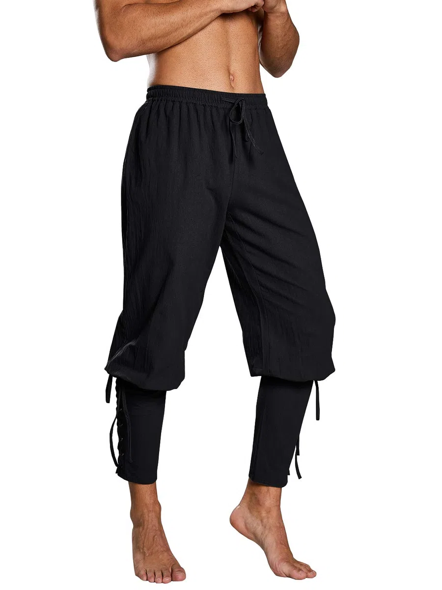 Runcati Pantaloni da Pirata da Uomo Medievali per Cosplay e Tempo Libero