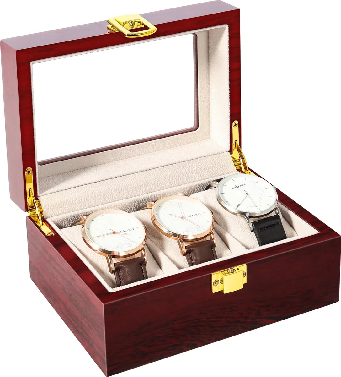 Uten Scatola Porta Orologi Legno 3 Espositore per Gioielli con Scatola Portaoggetti a Griglia con Cinturino per Orologio per Uomo e Donna