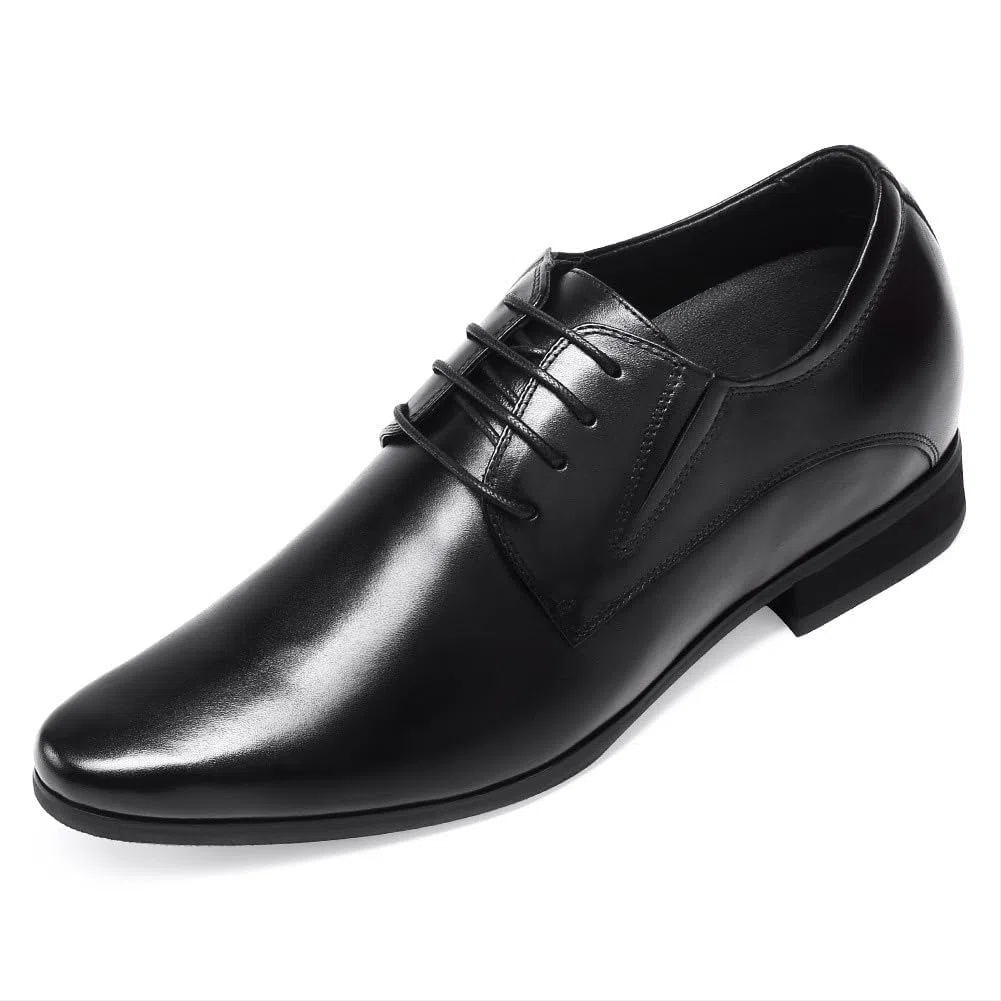 CHAMARIPA Scarpe Rialzate Uomo 8 cm Aumento Altezza Invisibile, Scarpe Business Oxford/Derby in Pelle Pieno Fiore 42EU Larga
