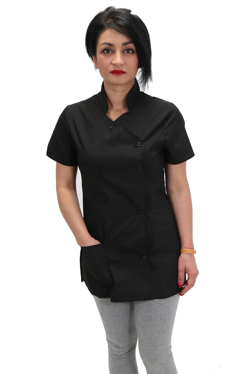 Camici da Lavoro Donna abbottonatura Laterale Slim-Fit Estetista parrucchiera cuoca