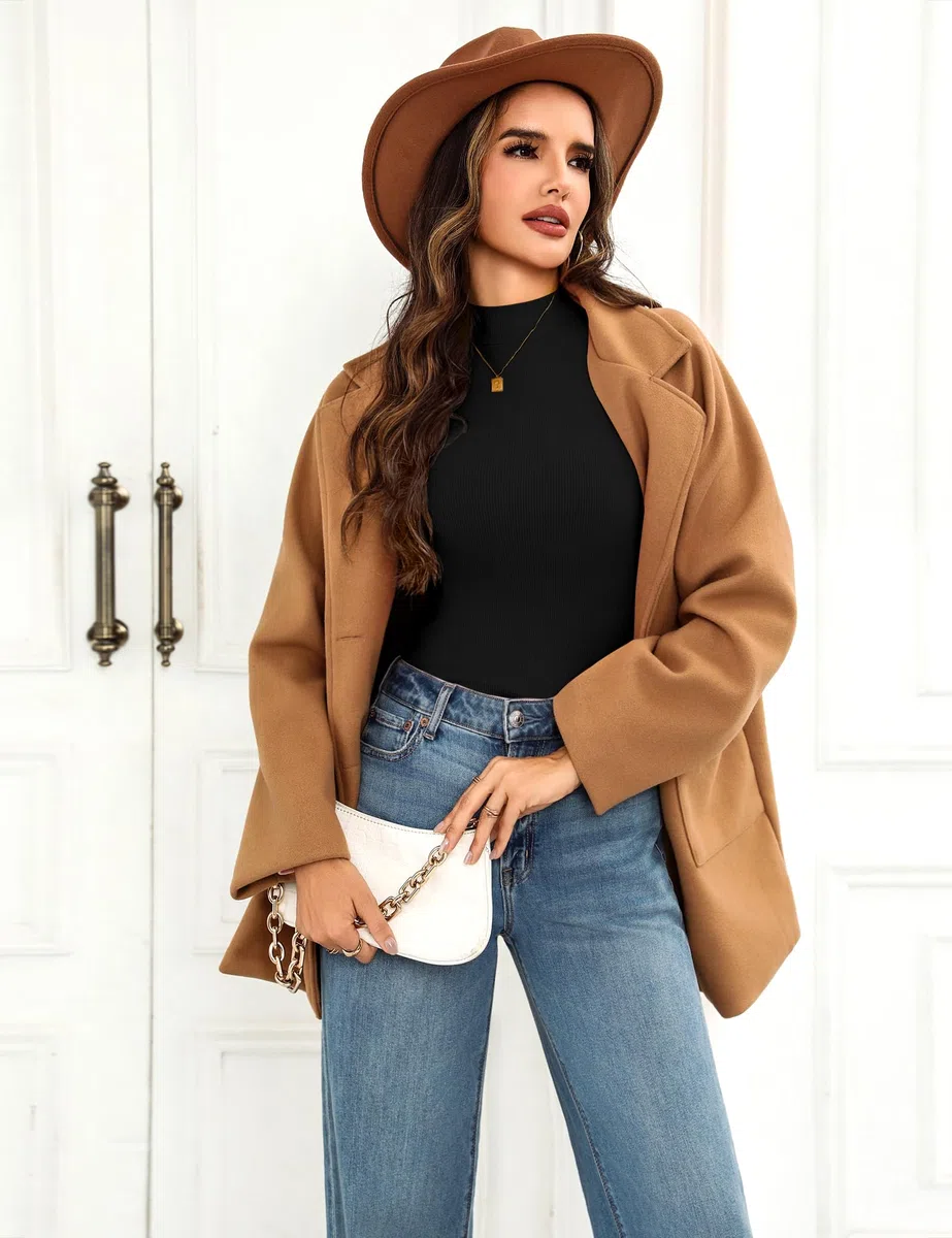 Aottori Maglia Donna Collo Alto Lupetto Maniche Lunghe Elegante Maglietta Interna Termica Dolcevita Slim Fit Top Basic Sottogiacca Autunno Inverno