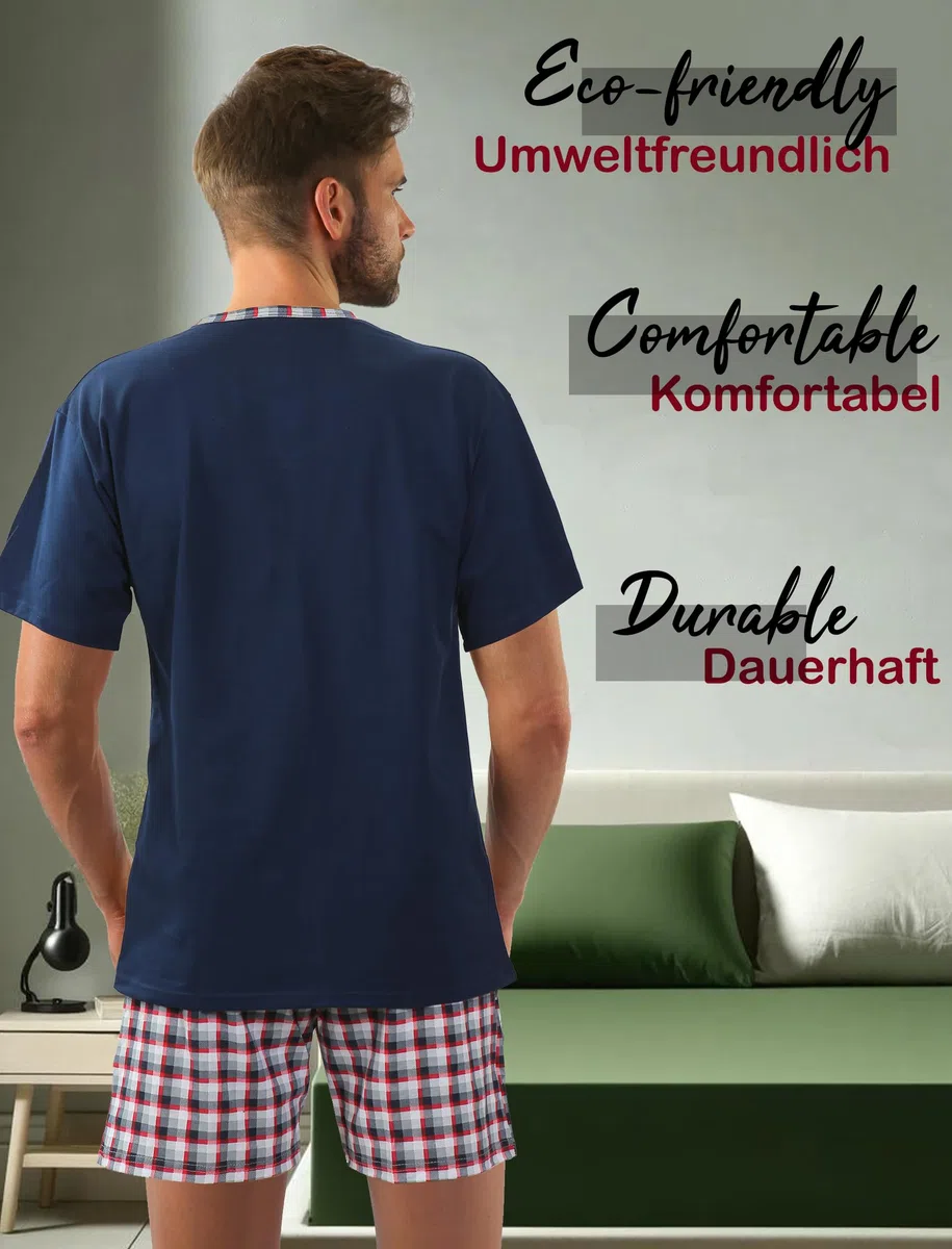 sesto senso Pigiama Uomo Corto Cotone Biancheria da Notte Pigiami Due Lingerie Maniche Corte Pantaloni Corti