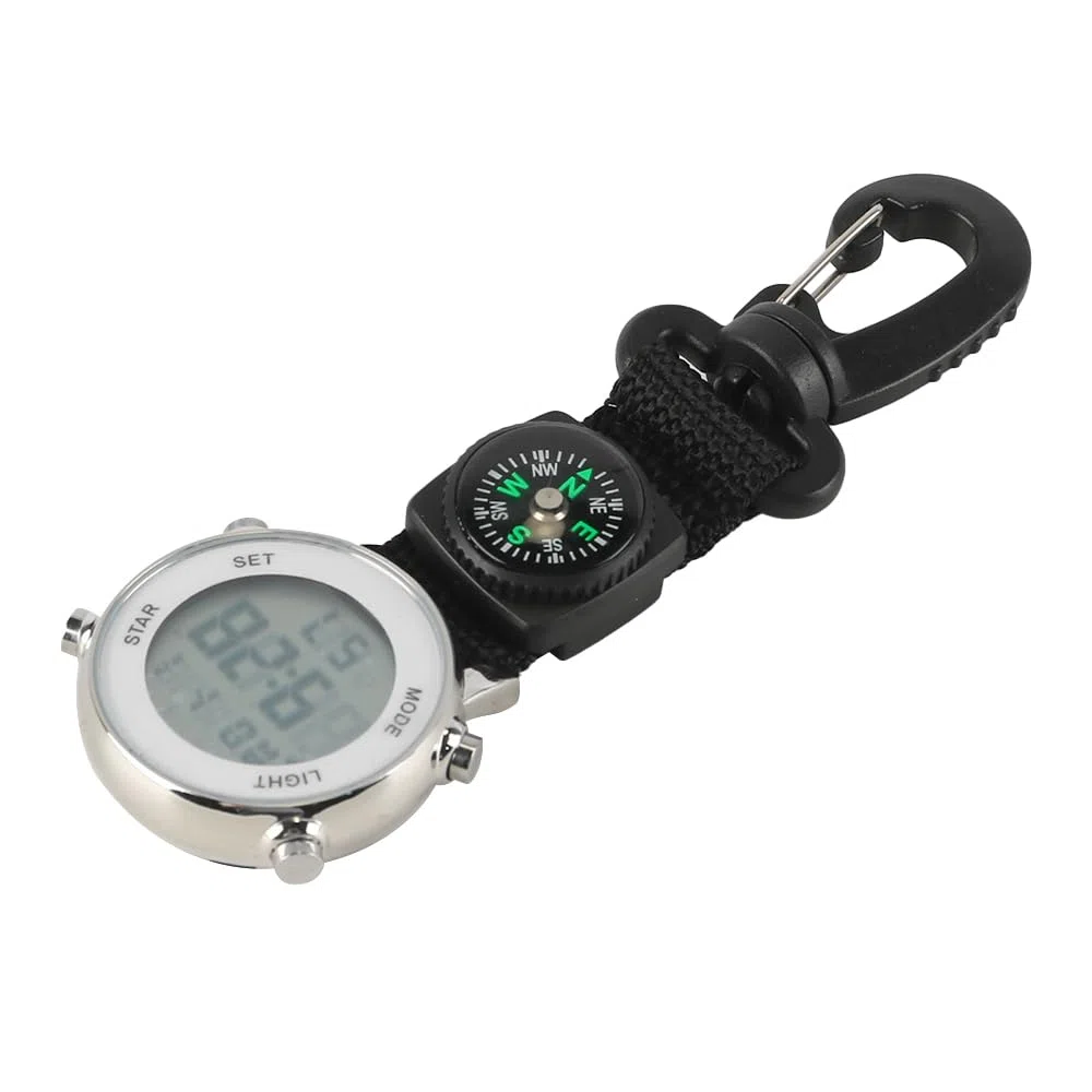 WANGCL Orologio da tasca per infermiere con moschettone - digitale multifunzionale, lega di zinco impermeabile, lunghezza 13,5 cm, bianco, 55 g