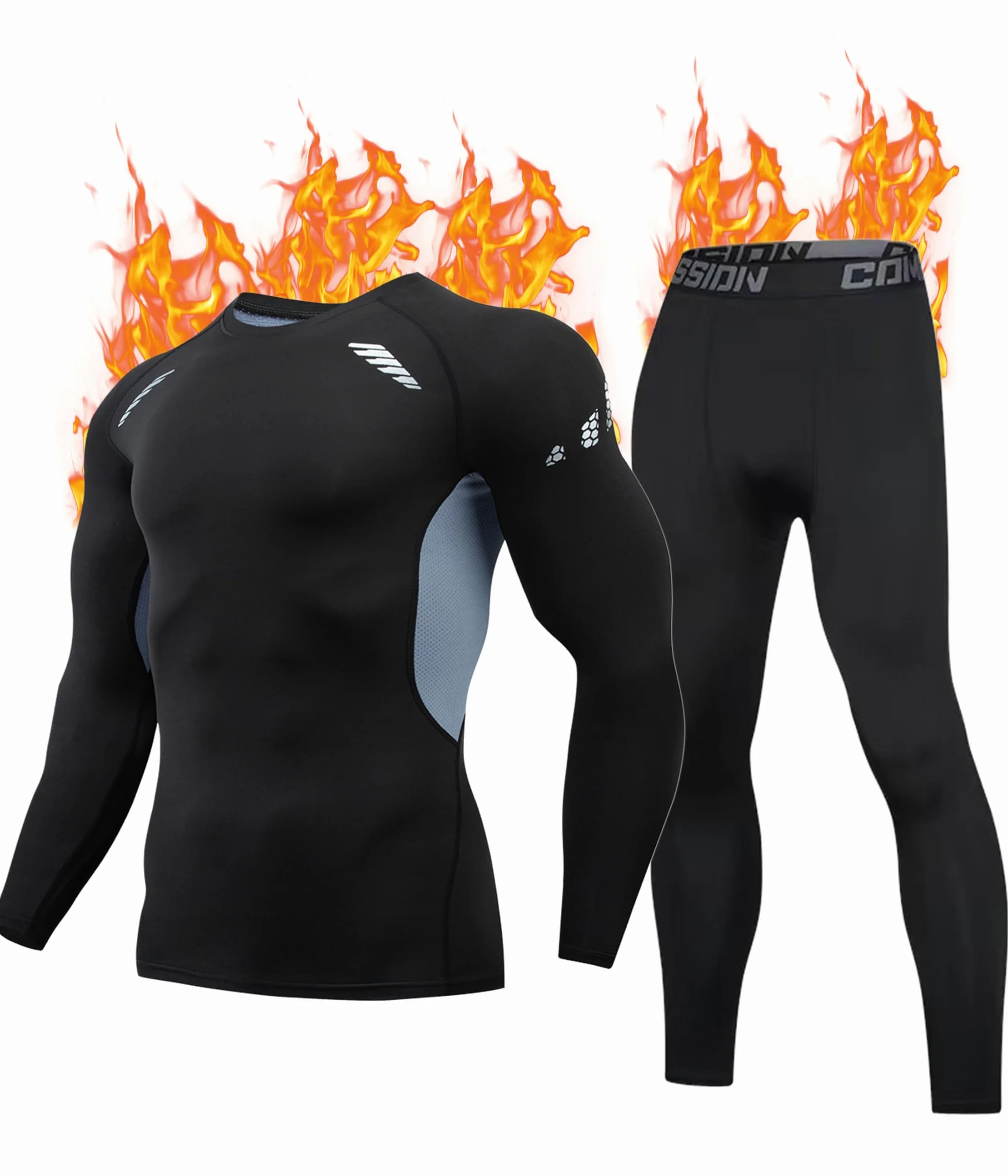 FORVEVO Intimo Termico Uomo, Calzamaglia Termica Uomo, Abbigliamento Termico Sci, Tuta Pantaloni Termici Invernale, Maglia Termica Uomo Manica Lunga, Calzamaglia Uomo Invernale