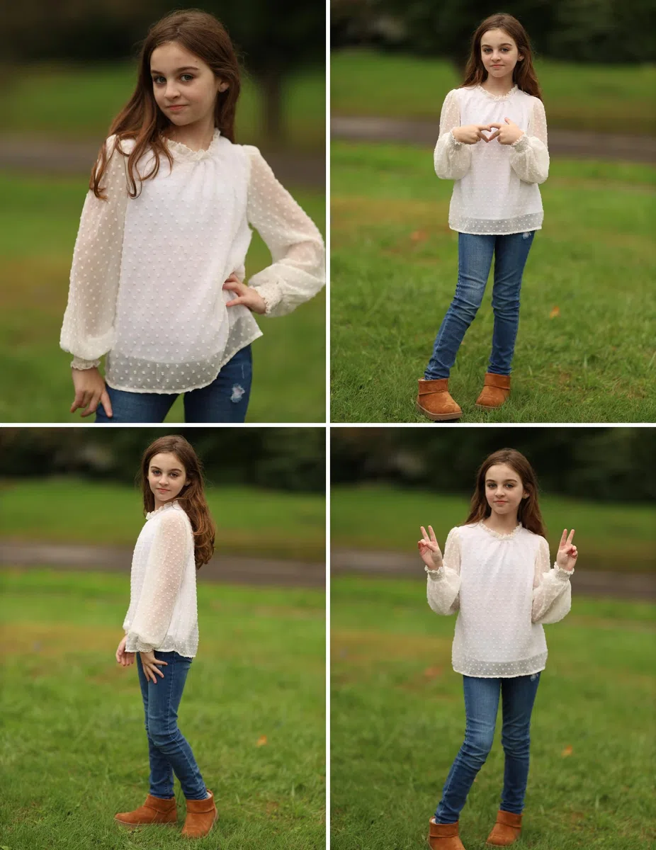 Arshiner Camicie a maniche lunghe per ragazze Camicette in chiffon Camicette svizzere Dot Volant Collo Casual allentato carino Top Tee