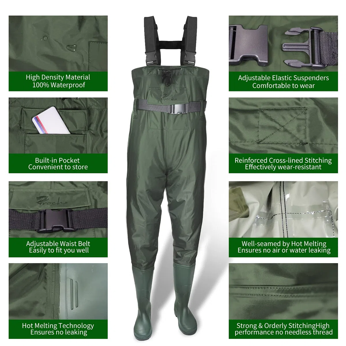 croch Pantaloni per bambini impermeabili con stivali di gomma – ideali per la pesca e le attività all'aperto