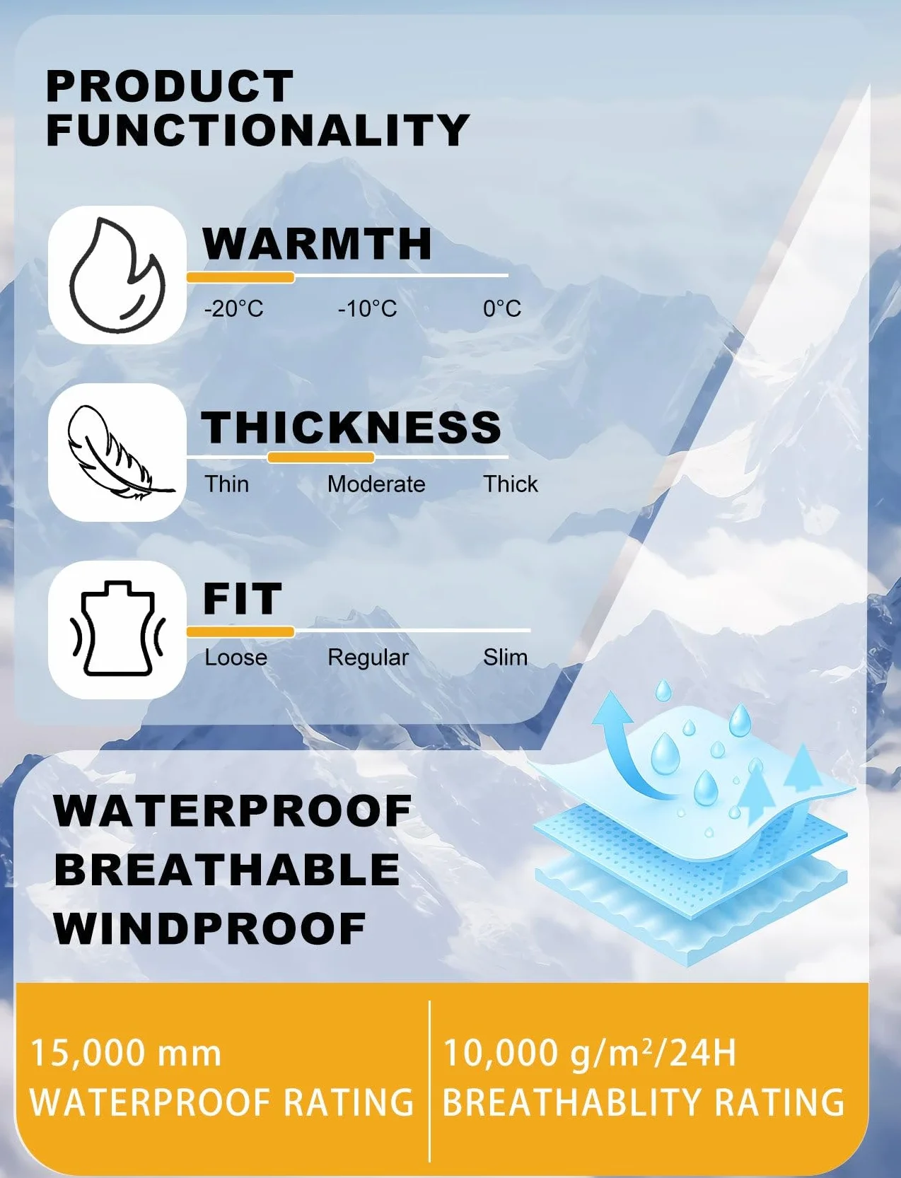 GSOU SNOW Uomo Donna Giacca da Sci Baggy Giacca da Snowboard Larghi Giacca da Neve Oversize - Multitasche Impermeabile Antivento Traspirante Caldo con Cappuccio
