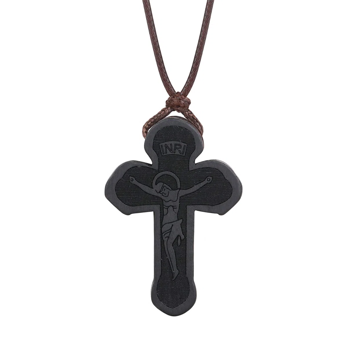 COTTVOTT Collana con ciondolo a forma di croce ortodossa in legno con crocifisso cristiano e preghiera, Gesù per donne e uomini