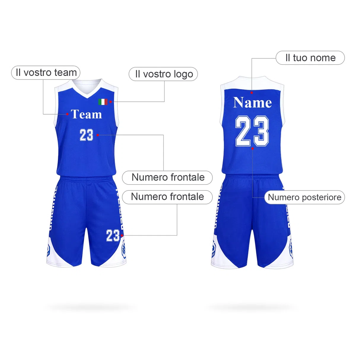 LAIFU Completo Basket Bambino Personalizzabile|Completino Basket per Uomo/Ragazzo/Bambin Personalizzato Nome Stampato Numero Logo