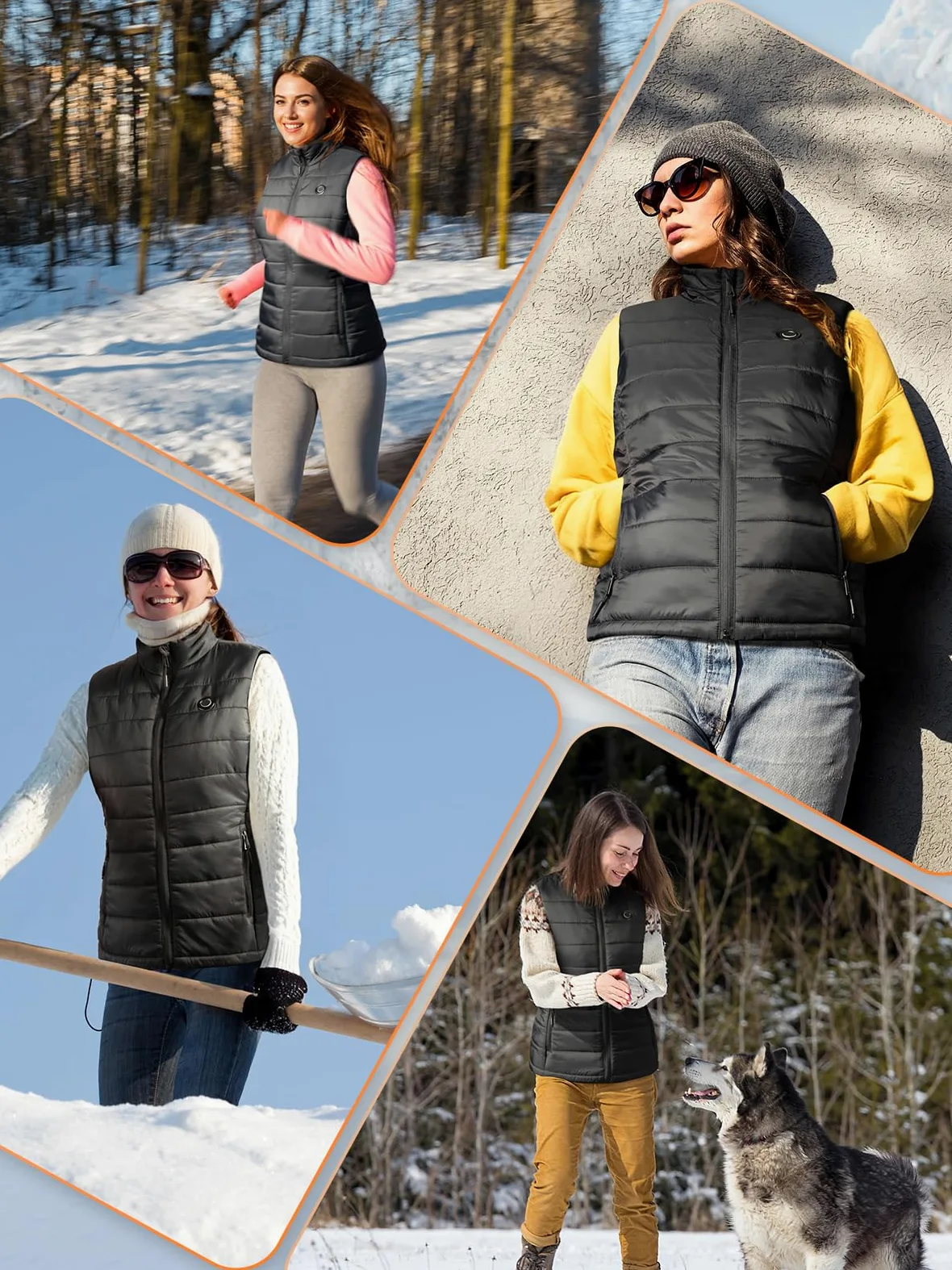 Gilet Riscaldante Donna con Batteria 12V 12000mAh, 4 Livelli di Calore e Controllo App, Gilet Termico Leggero per Invierno Lavoro da Casa, Passeggiate, Escursionismo e Tempo Libero