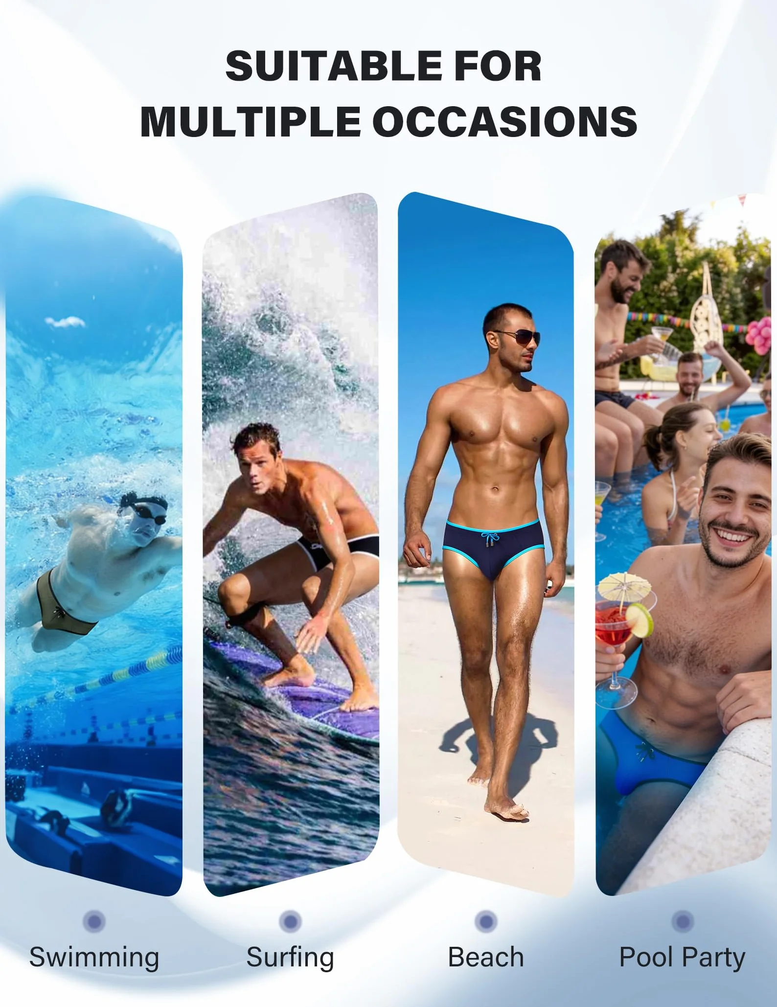 Arjen Kroos Costume Uomo Mare Slip Rigato – Costume Slip Uomo con Pouch 3D - Mutanda da Mare Regolabile - per Piscina, Spiaggia, Vacanze