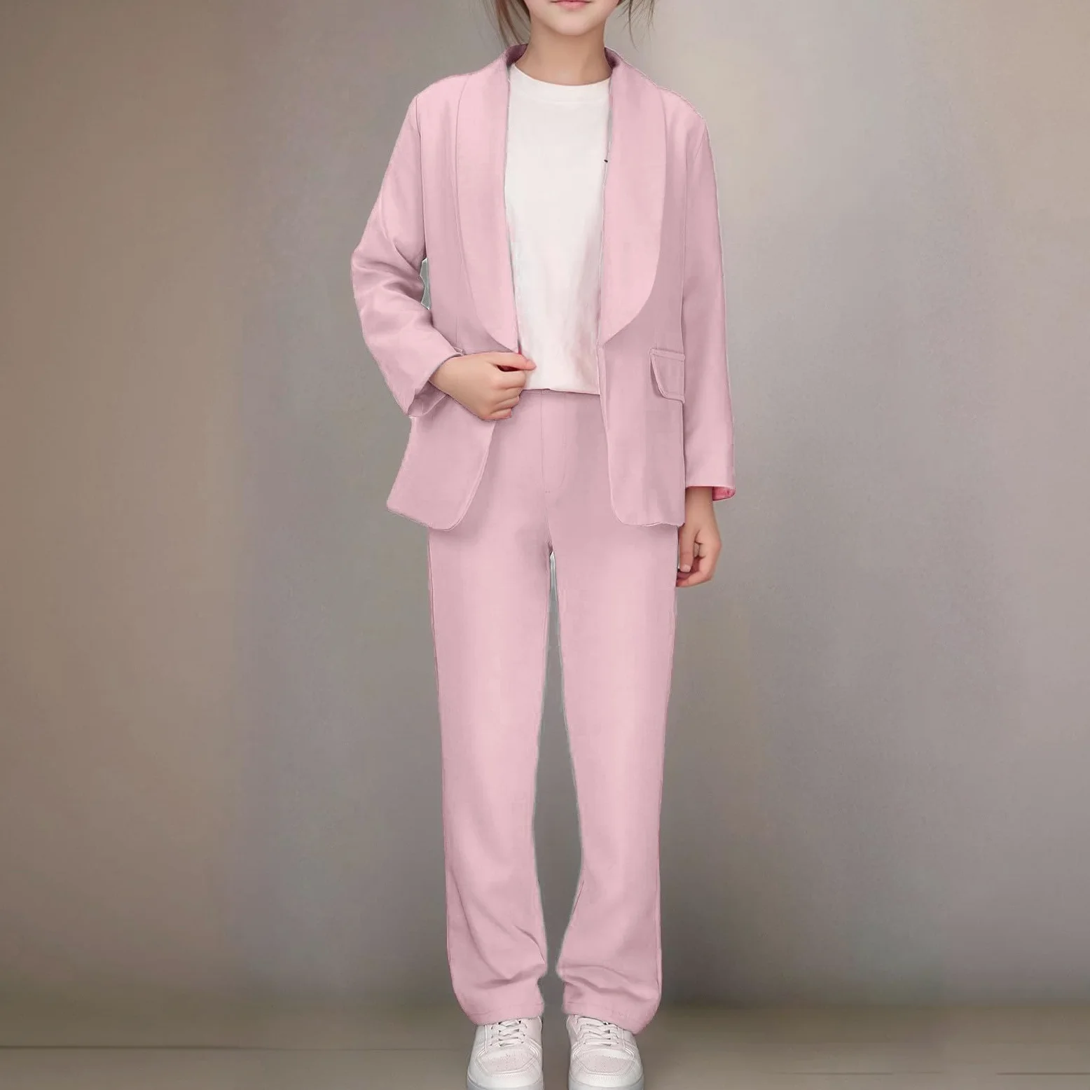 Generisch Elegante costume da bambina in due pezzi, giacca e pantaloni, abbigliamento formale per adolescenti