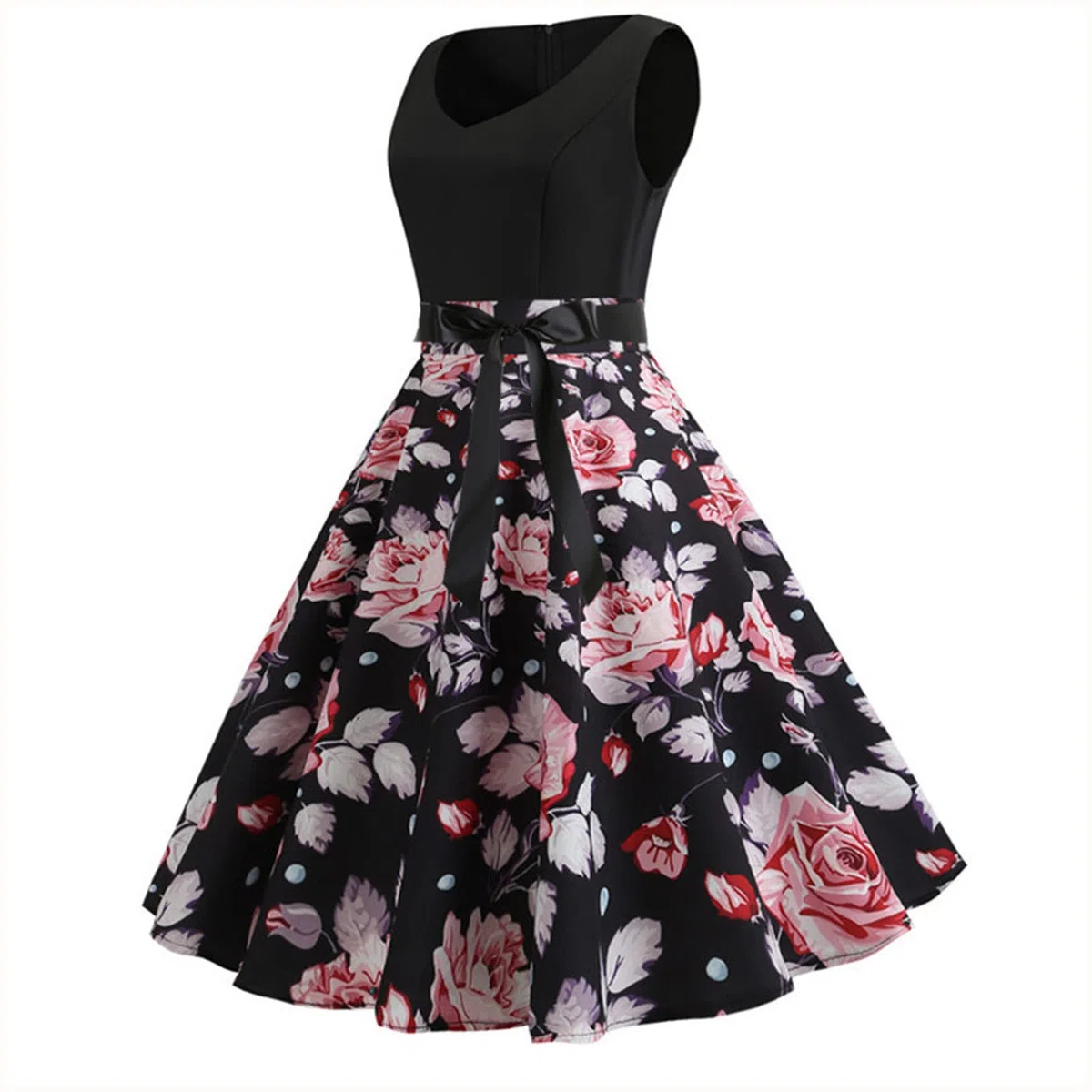 Donne Vintage Retro Abito Rockabilly Anni 1950 50 60 70 Audrey Hepburn Stile Casual Vestiti Increspati Lati Lobe Abito Vintage Anni 70 Pin Up Donna Verde Economico