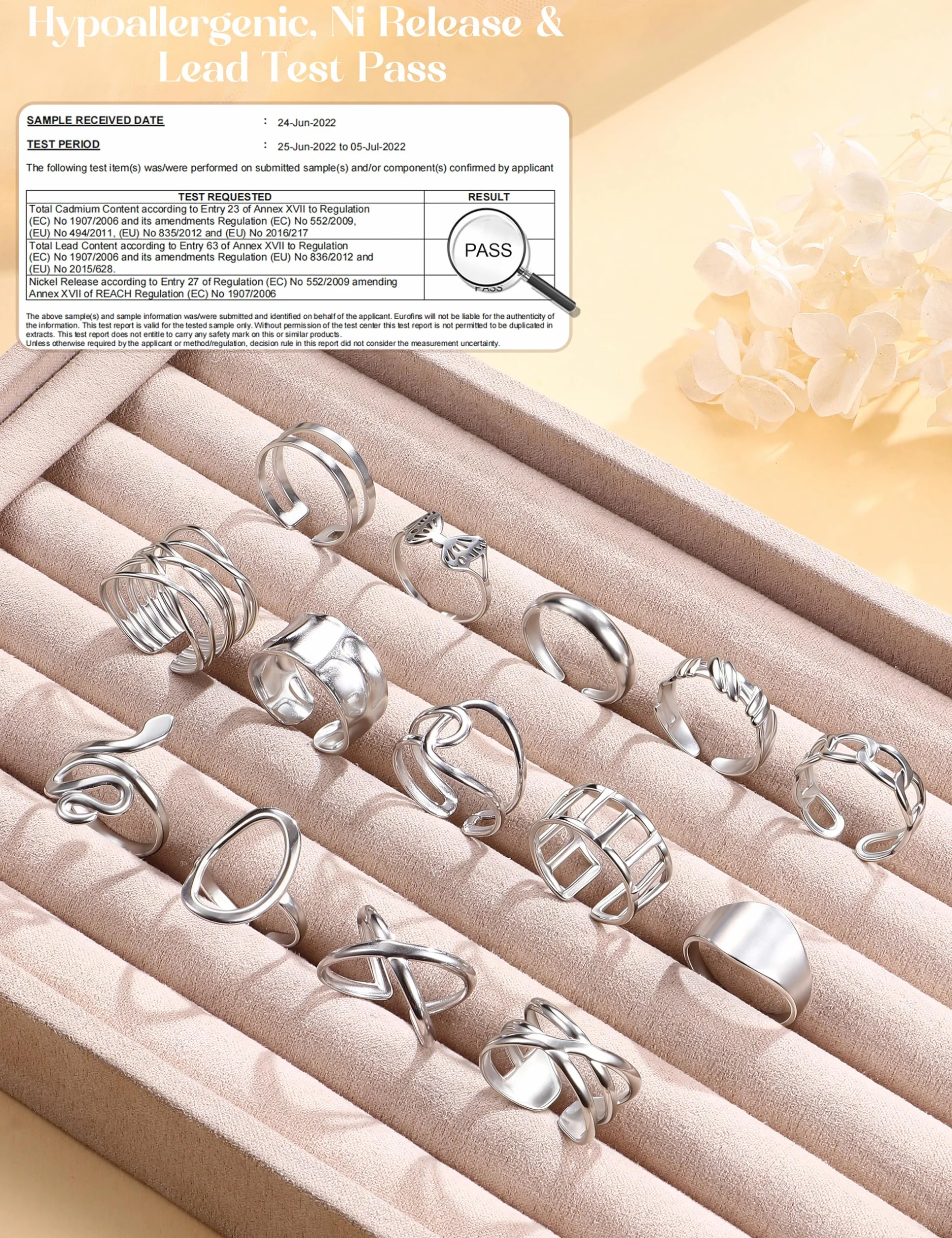 LOLIAS 14 Pezzi Set Anelli Donna Acciaio Inossidabile Anello Regolabili Boho Aperto Minimalista Impilabili Anelli Argento/Oro Mignolo Pollice con Cuore Donna