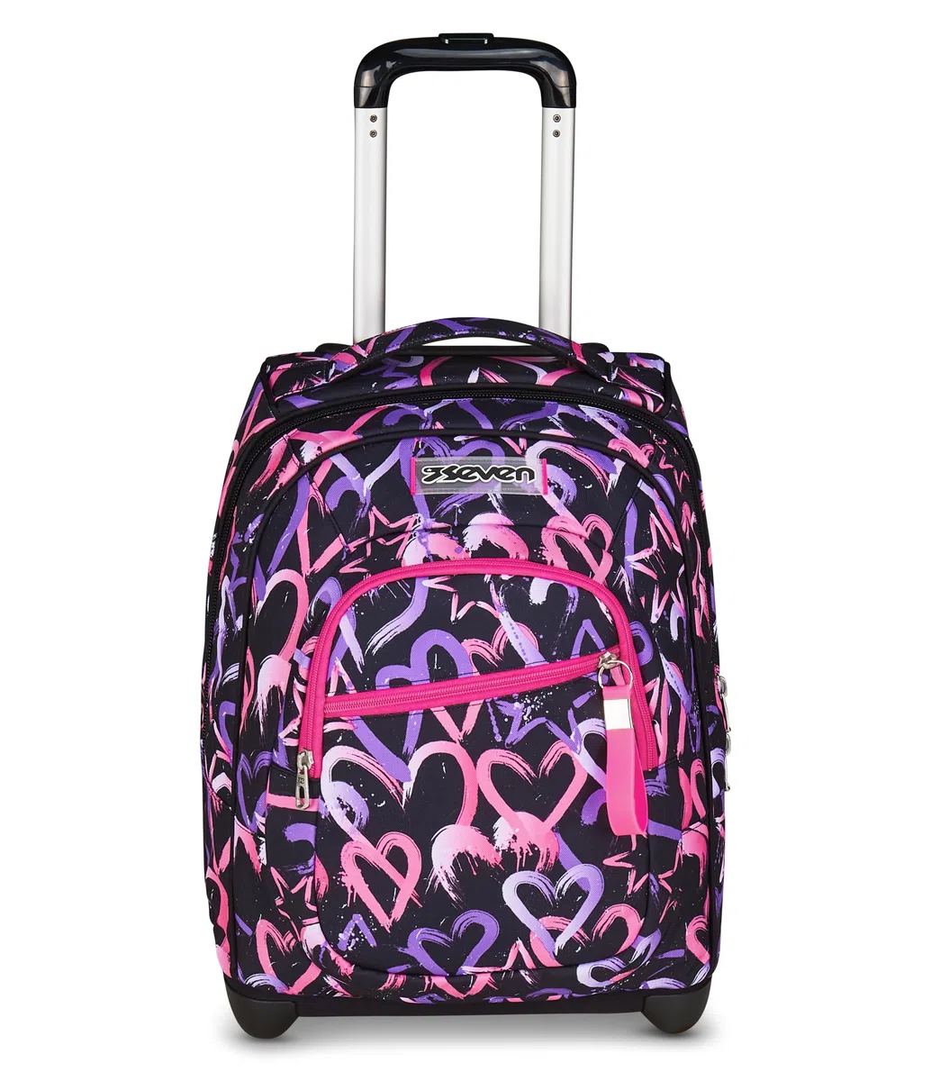 Seven Zaino Trolley, Scuola Elementare, Doppio Uso, Doppio Scomparto, Spallacci a Scomparsa, Bambina, Lovely Elements, rosa
