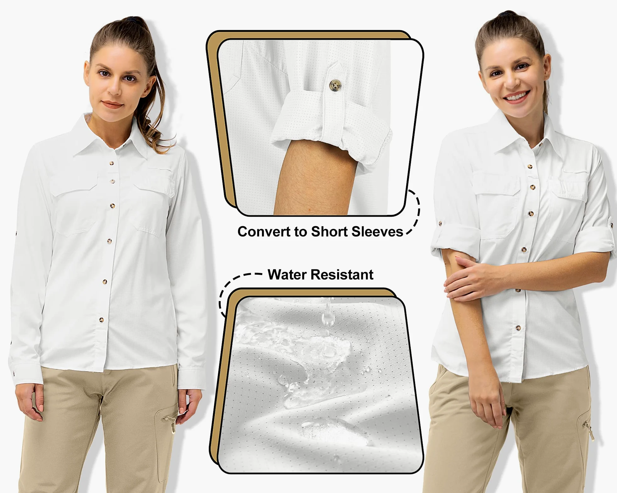 Camicia da trekking da donna da 10 m, protezione UV UPF50+, ad asciugatura rapida, casual, a maniche lunghe, per pesca, passeggiate, safari, viaggi, golf