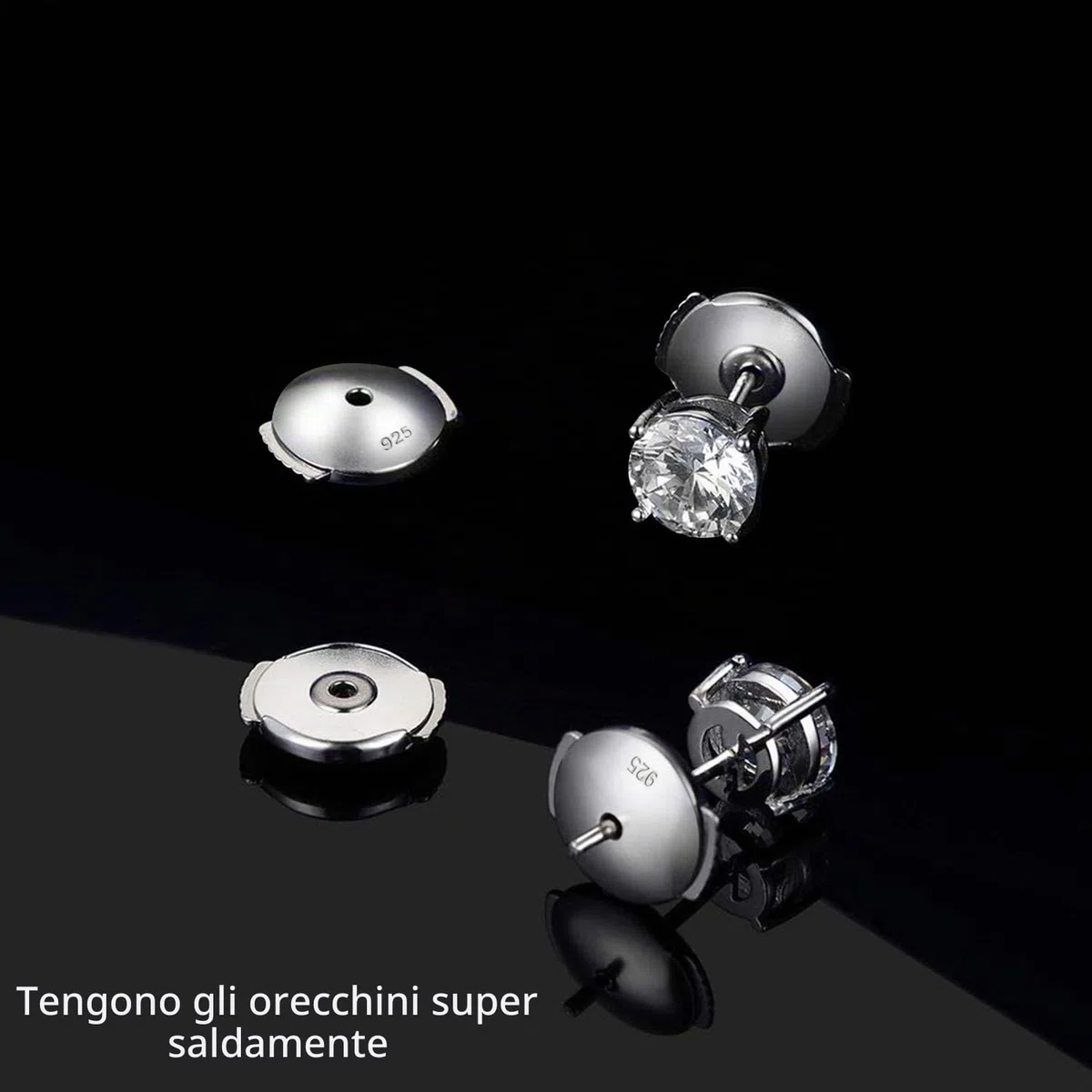 Ferma Orecchini Argento 925, Senza Nichel, Ipoallergenico, Adatto Per La Maggior Parte Degli Orecchini, 8MM*9MM, 2 Paia