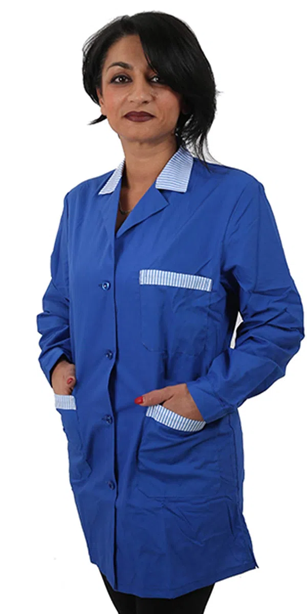 Camice MAESTRA Asilo Casacca da Lavoro Donna Corto Blu Manica Lunga Made in Italy