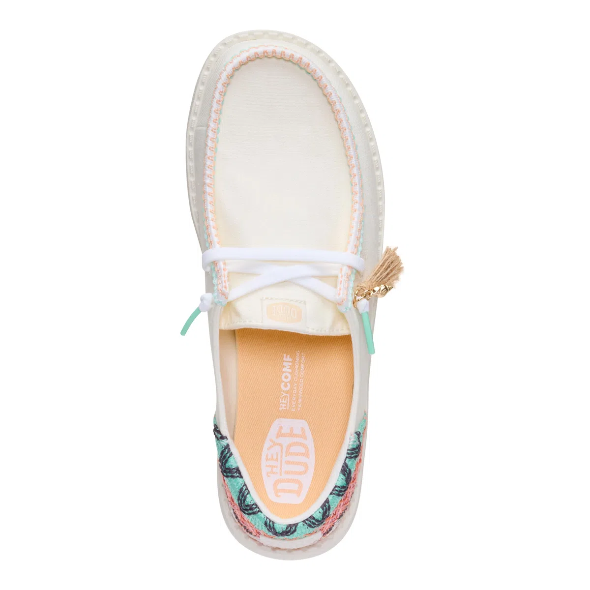 HEYDUDE Wendy Funk - Scarpe da spiaggia da donna, leggere, senza lacci, con lacci elastici e dettaglio con nappe