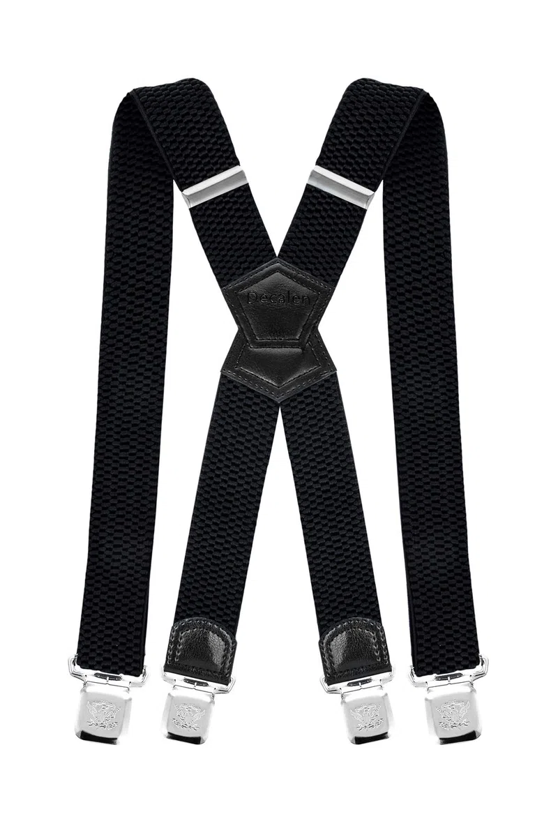 Decalen Bretelle da uomo larghe 4 cm con 4 clip in metallo molto resistenti, taglia unica per uomini e donne, regolabili ed elastiche X Style