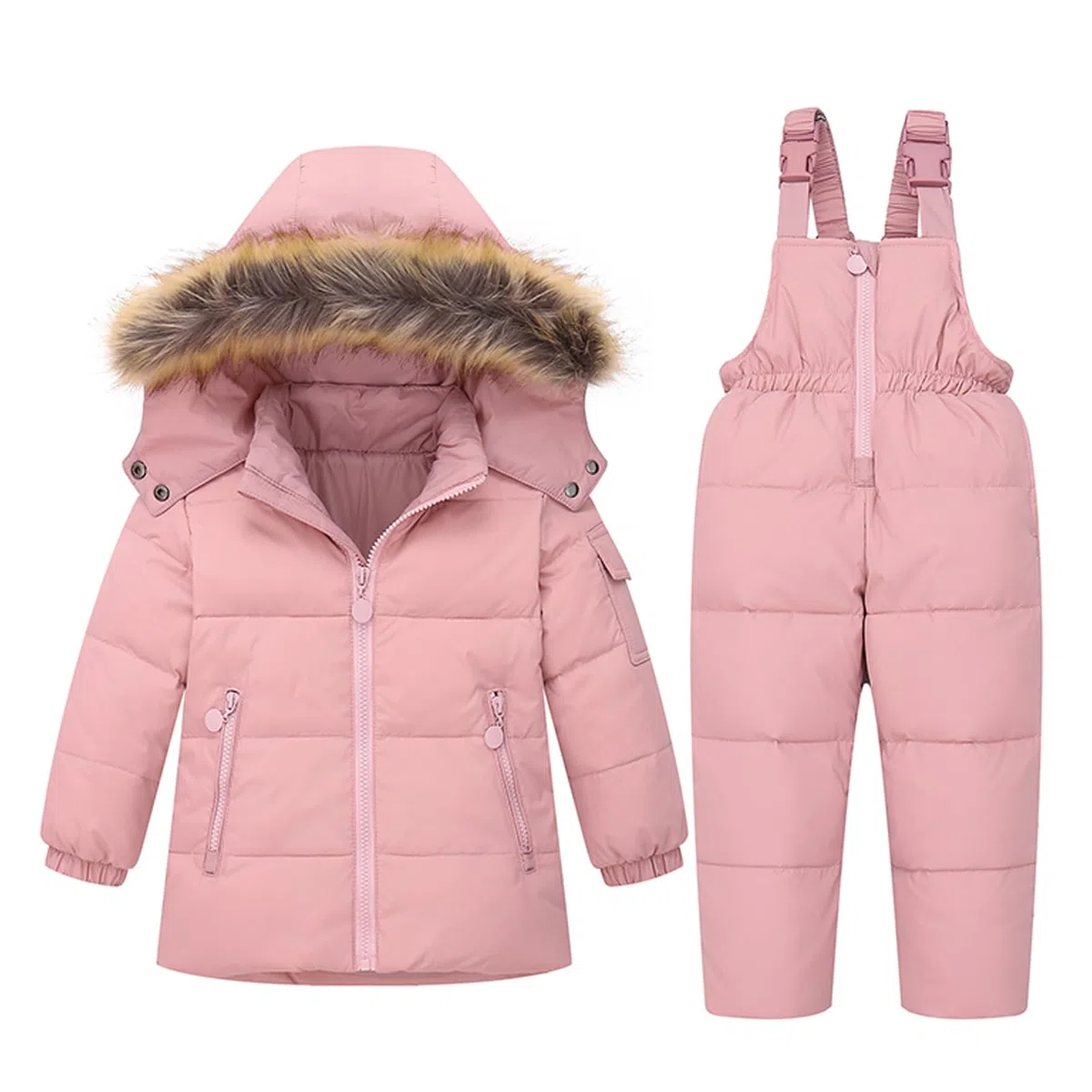 BRONG Inverno Bambino Bambini Tuta da Neve Unisex Giacca Staccabile Cappuccio Giù Cappotto con Pantaloni da Neve 2 Pezzi Sciare Vestito Impostato