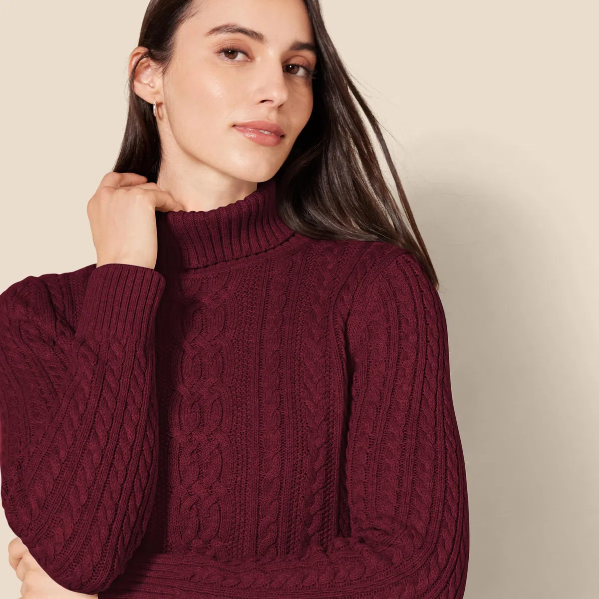 Amazon Essentials Donna Maglione A Collo Alto Intrecciato con Screziatura (Taglie Forti Disponibili)