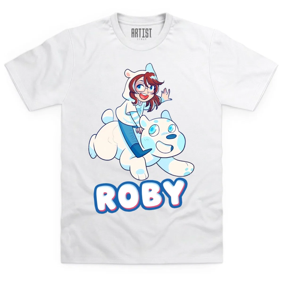 Nuova T-Shirt Roby Polar Bear Youtuber Italia - 100% Cotone Morbido Organico