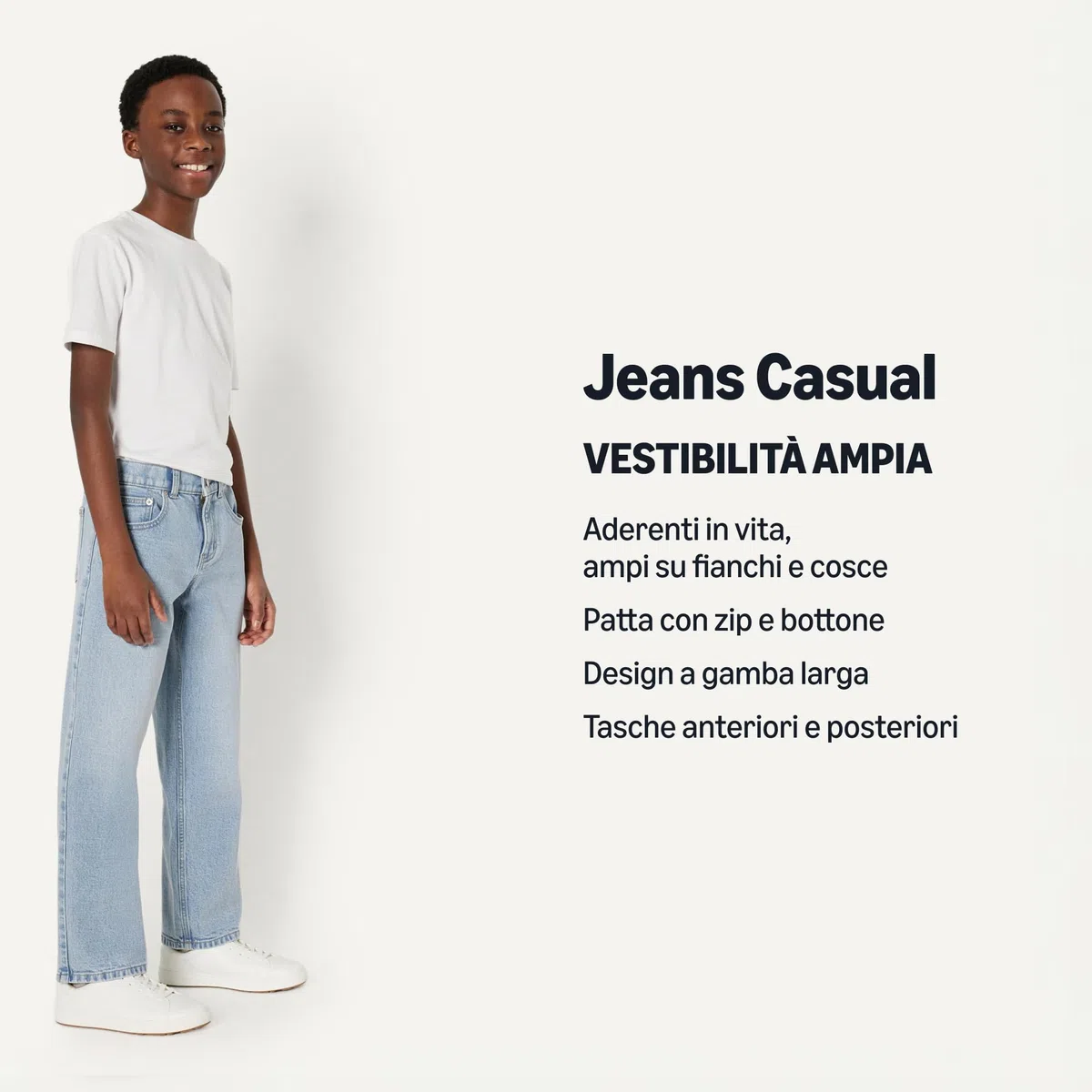 Amazon Essentials Jeans Baggy Mediamente Elasticizzati, Vestibilità Ampia Bambini e ragazzi