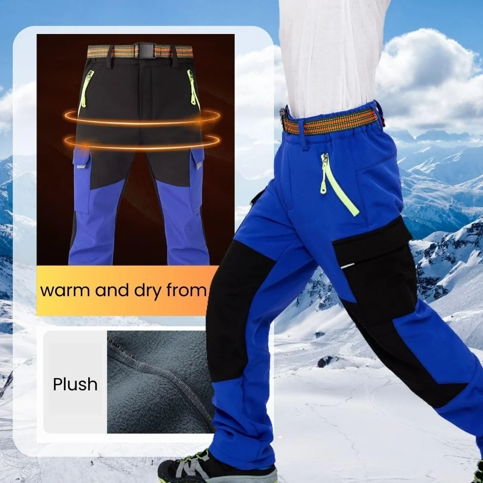 Pantaloni termici impermeabili per ragazzi e ragazze, pantaloni da neve invernali, pantaloni cargo imbottiti, pantaloni da sci softshell, per bambini