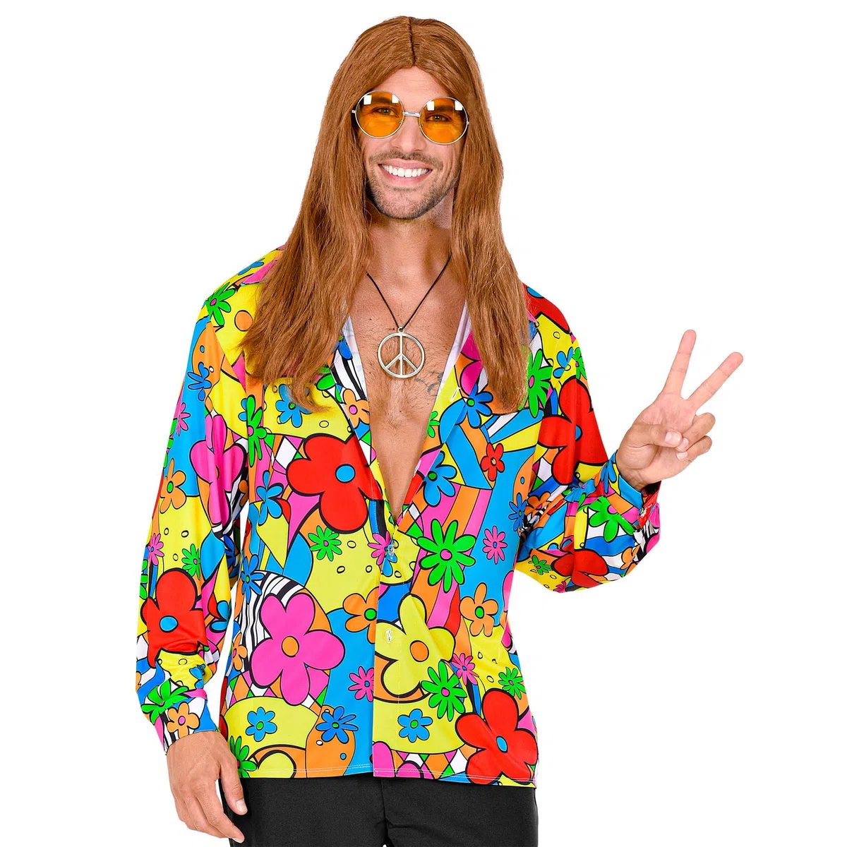 W WIDMANN MILANO Party Fashion - Camicia Hippie, Hipster, Flower Power, costume anni '60, costumi di Carnevale