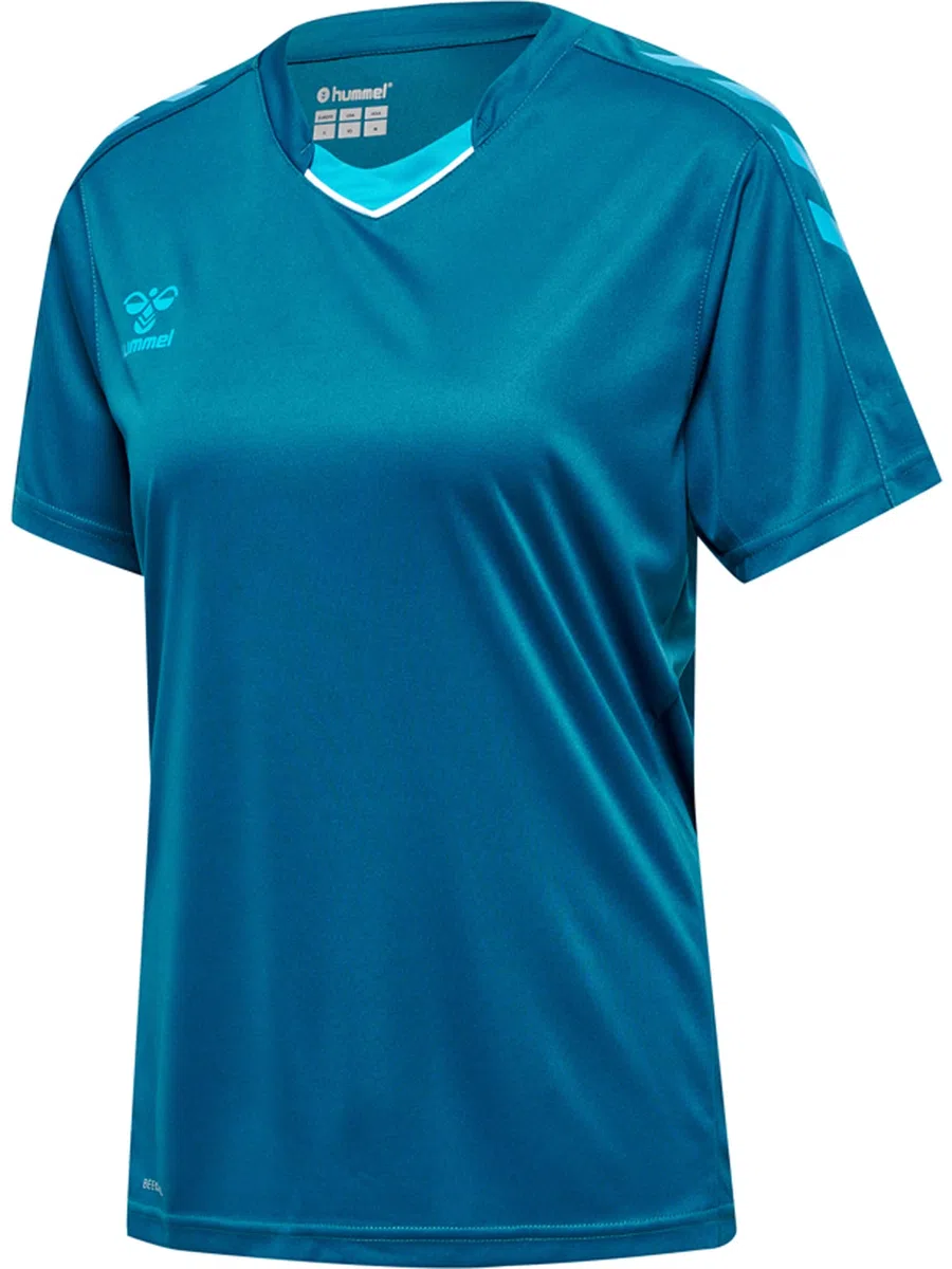 hummel hmlCORE XK Poly Jersey S/S Woman - T-Shirt da Donna, Blue Coral, XS -