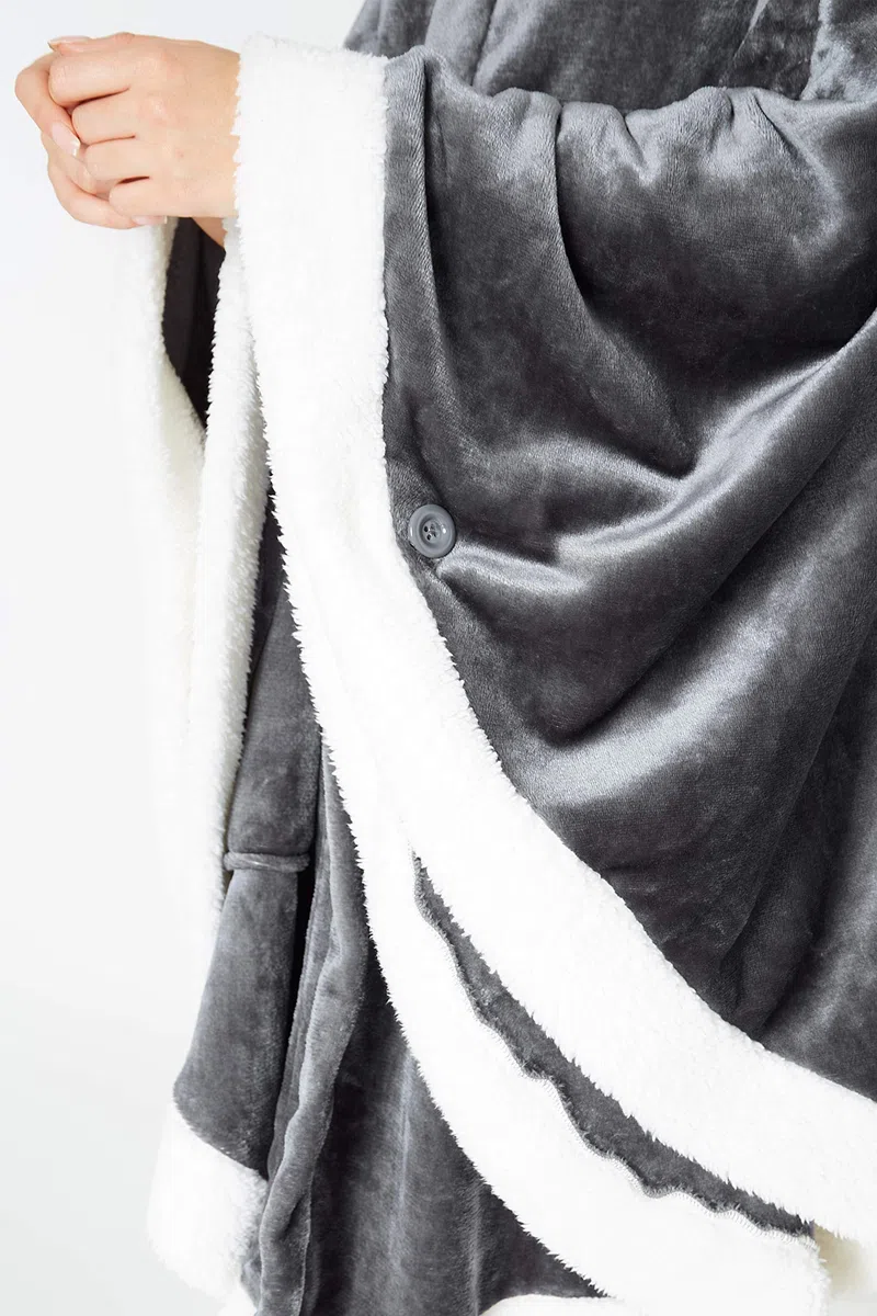 CityComfort Felpa Coperta con Cappuccio da Donna, Poncho in Pile Oversize, Mantella Plaid Indossabile