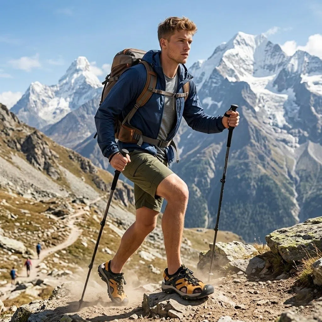 MGGMOKAY Sandali Sportivi da Uomo in Pelle Escursionismo Trekking Sandals Passeggio Estivi All'aperto Casual Traspirante Spiaggia Sandaletti