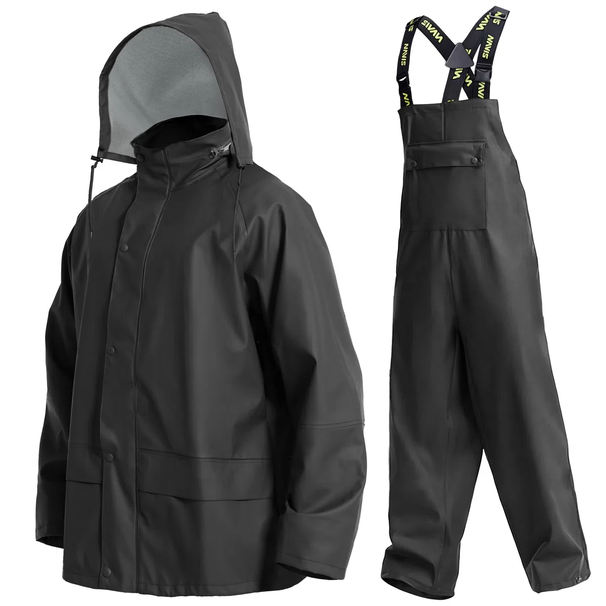 Tuta antipioggia da uomo giacca impermeabile e bavaglini set combinato per la massima sicurezza comfort Lime acido.