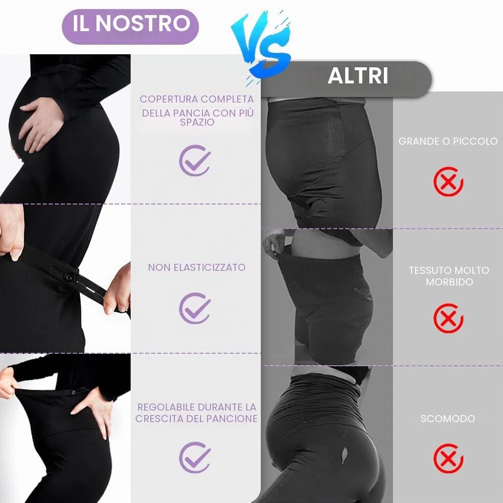 Aomig Leggings Premaman Donna, Pantaloni Gravidanza Elasticizzato e Comodo in Felpato, Leggins Premaman Donna a Vita Alta, Vita Regolabile, Basic Pantaloni per Gravidanza