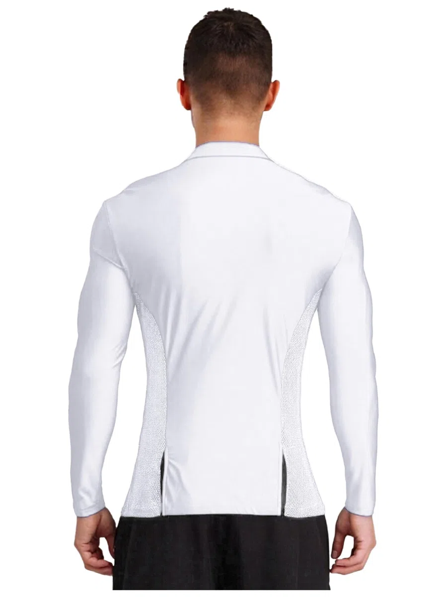 Mufeng Camicia da Ballo Latino Americano Uomo Blusa Tunica Traspirante Paillettes Maglietta da Pattinaggio Artistico Maglia Danza Classica Samba Rumba Salsa