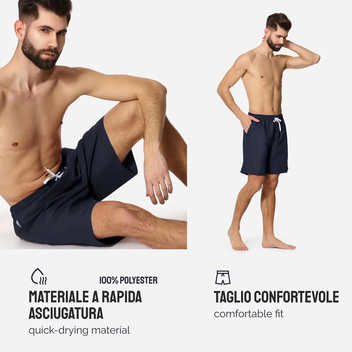Ladeheid Costume Uomo Mare Lungo con Taschino, Medium Drawstring, Fodera in Rete, Costumi da Bagno, Boxer per la Spiaggia, la Piscina e Il Surf LA40-129