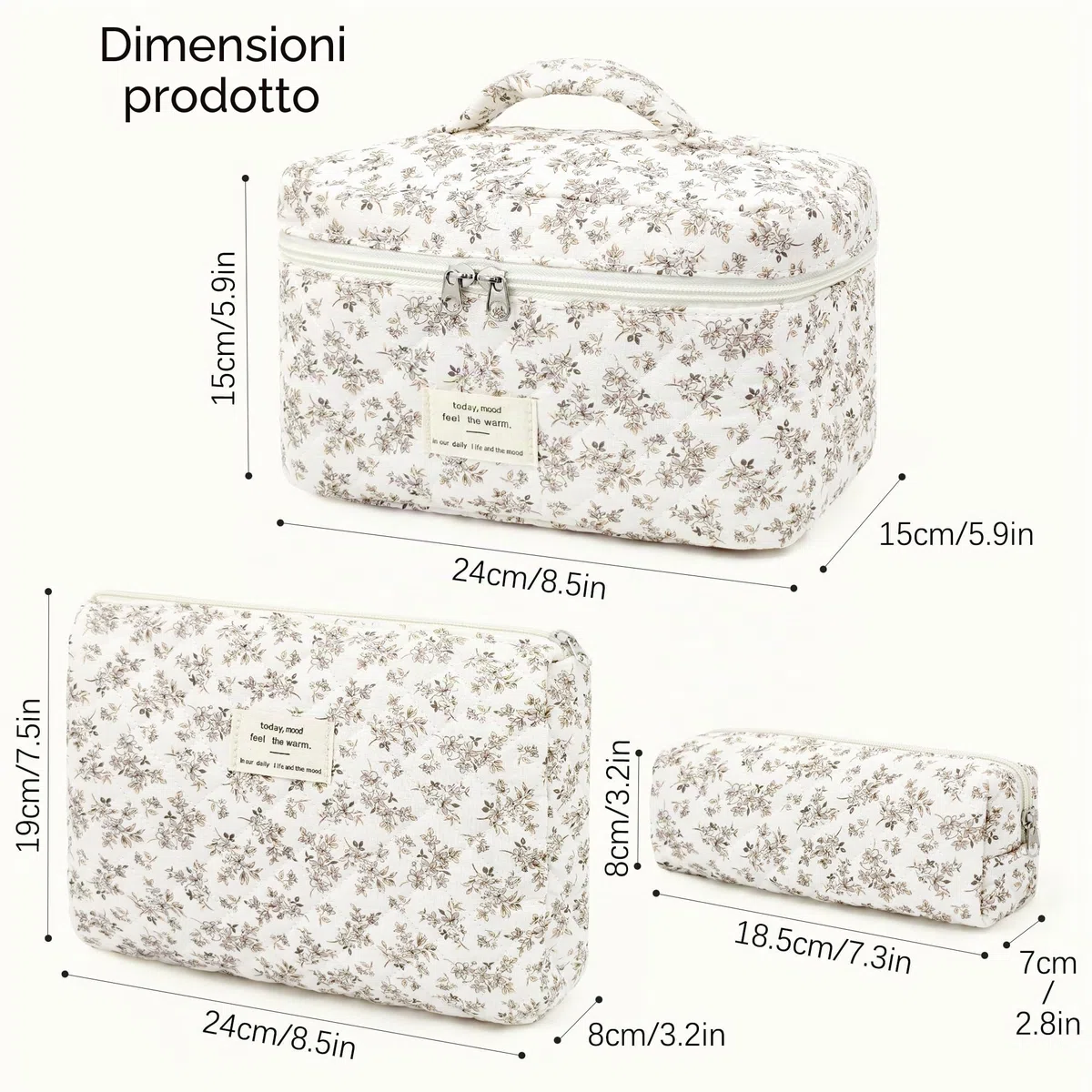 YMIFEEY Set di 3 trousse da toilette per donna - Grande e piccola - Trousse per trucchi - Trousse da toilette - Trousse da viaggio - Organizer per donna