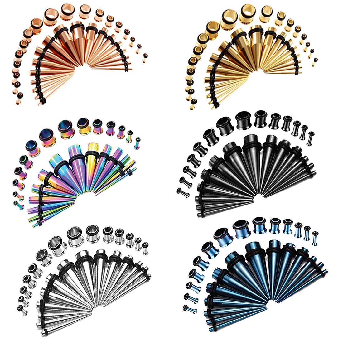 COOEAR 36PC Full Size Ear Taper Kit Ear Plug Set 14g-00g Stretching