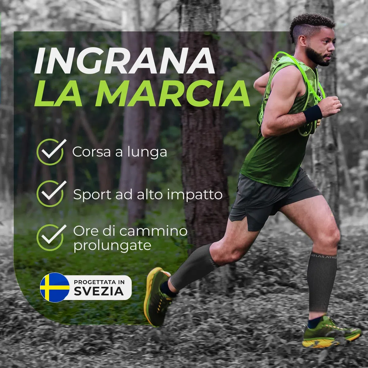 Polpaccera Compressione Uomo Donna - Calze Running Compressione Per Corsa, Ciclismo, Calcio, Basket e CrossFit - 1 paio