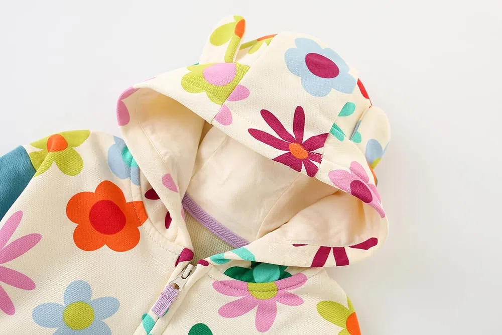LitBud Felpa con cappuccio da ragazza, con zip, con cappuccio, a maniche lunghe, per bambini, autunno, 1-8 anni