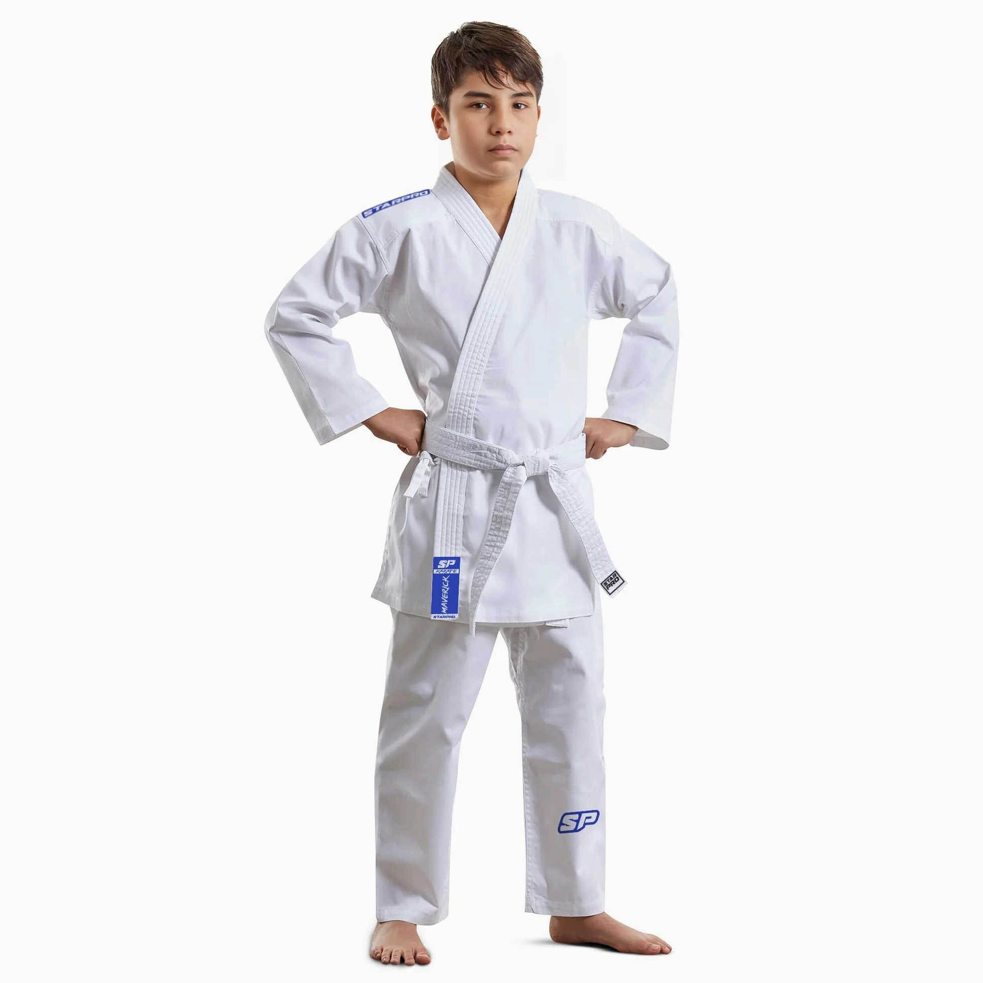 Starpro Tuta Kimono Karate in Cotone Bianco. Uniforme Professionale in Tessuto da Allenamento, Arti Marziali, MMA, Karate, Taekwondo - Uomini, Donne e Bambini - 110-190 cm - Cintura Bianca Gratuita