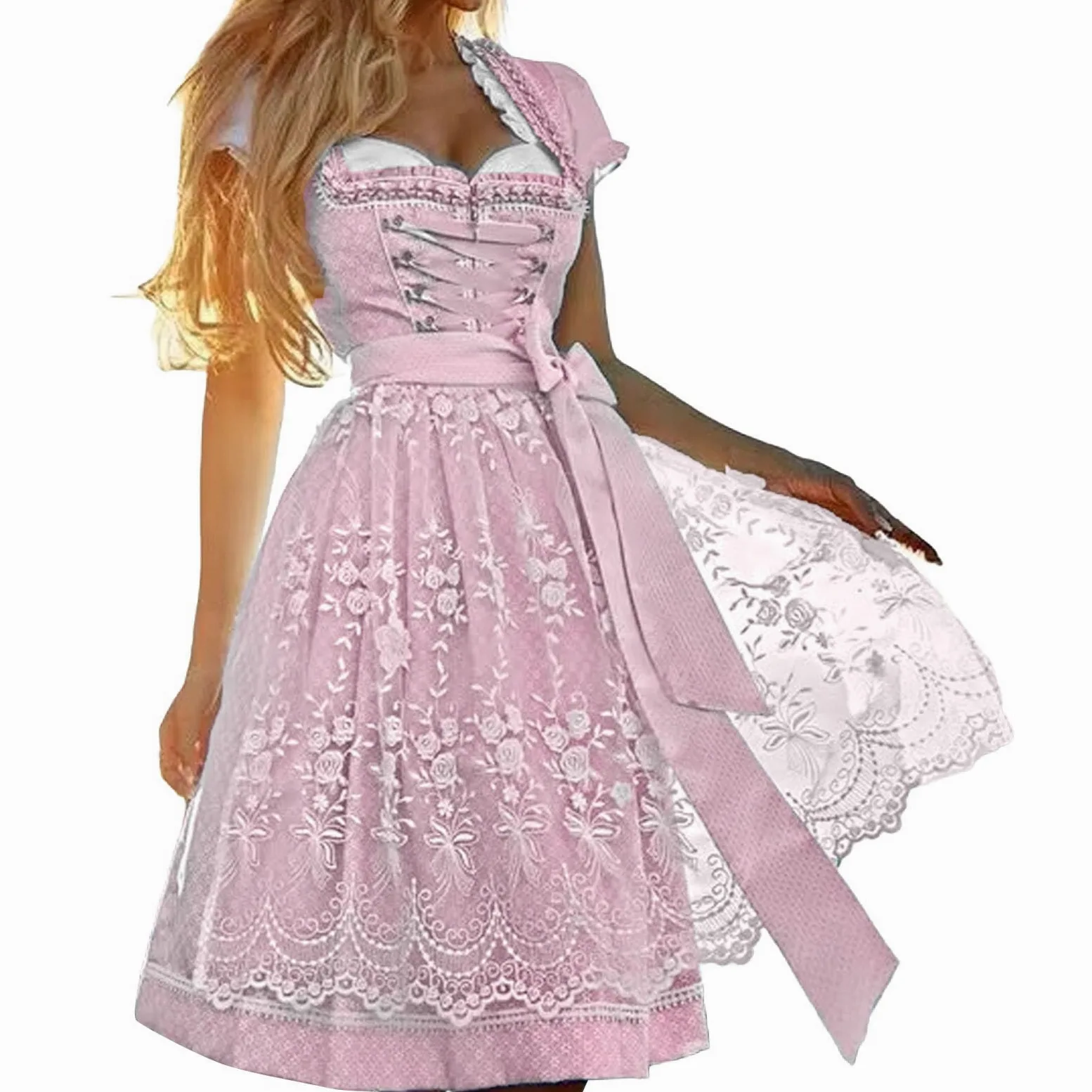 Generisch Dirndl - Abito tradizionale Dirndl, da donna, a maniche corte, per Oktoberfest