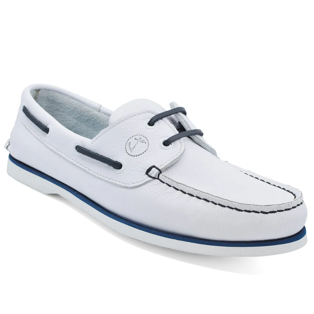 Seajure Scarpe da Barca da Uomo Sauvage in Pelle Bianca e Blu Navy