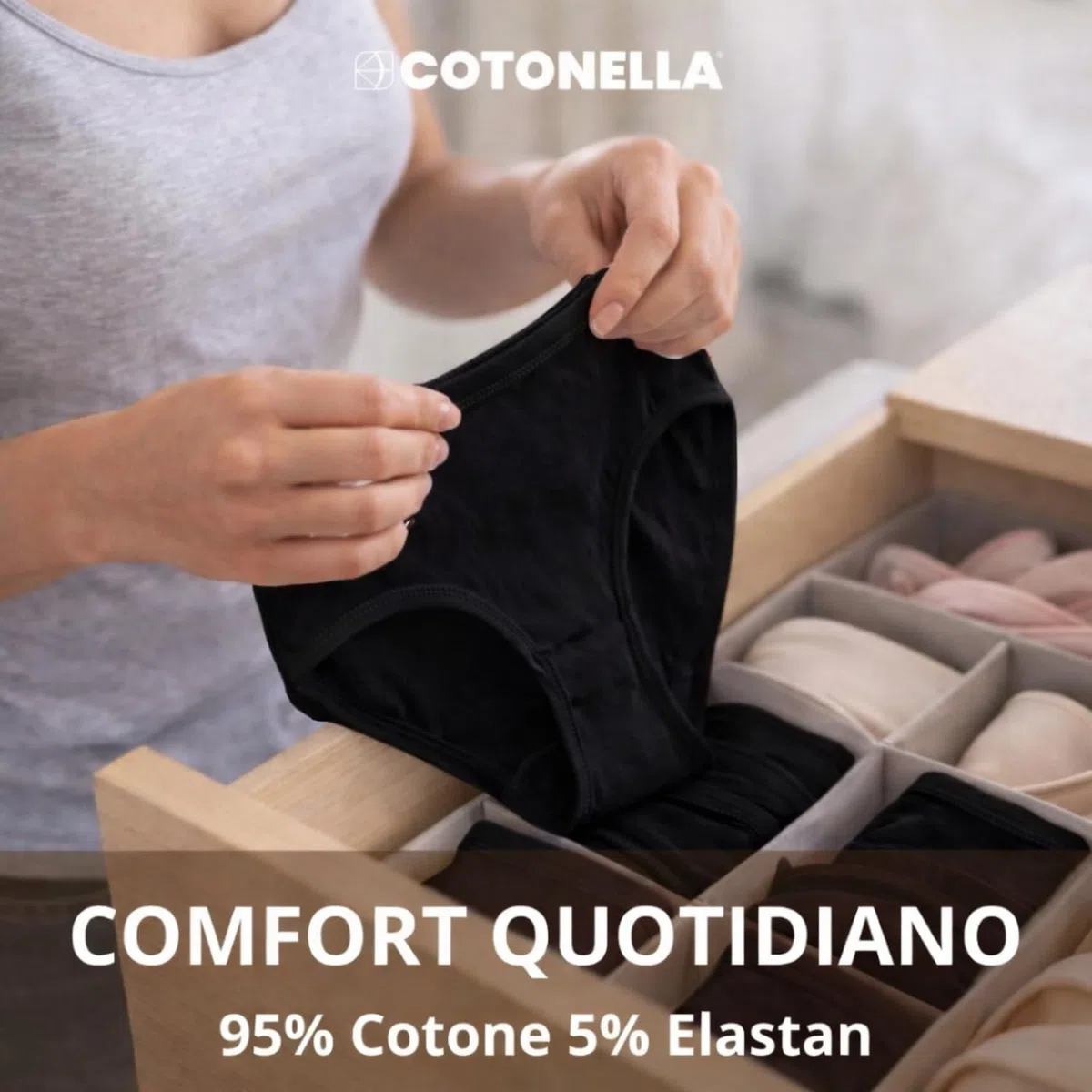 Intimitaly Slip Donna Cotone Vita Bassa, Cotone Bielastico Mini, Bianco e Nero, Confezione da 6 Pezzi Standard Oeko Tex