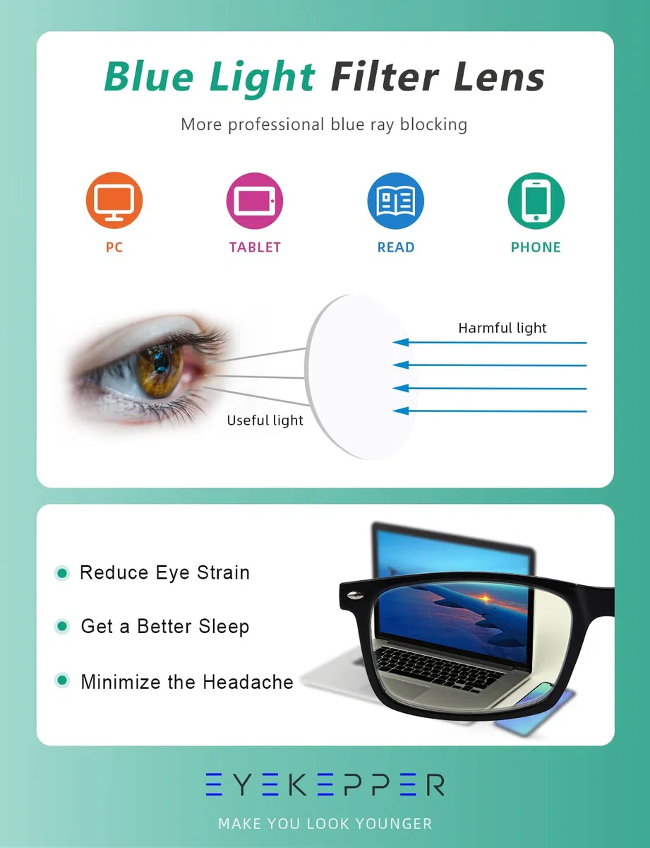 Eyekepper lettori protezione UV, anti-riflesso occhielli,Anti blu raggi, primavera giallo eu lenti cerniere computer lettori occhiali